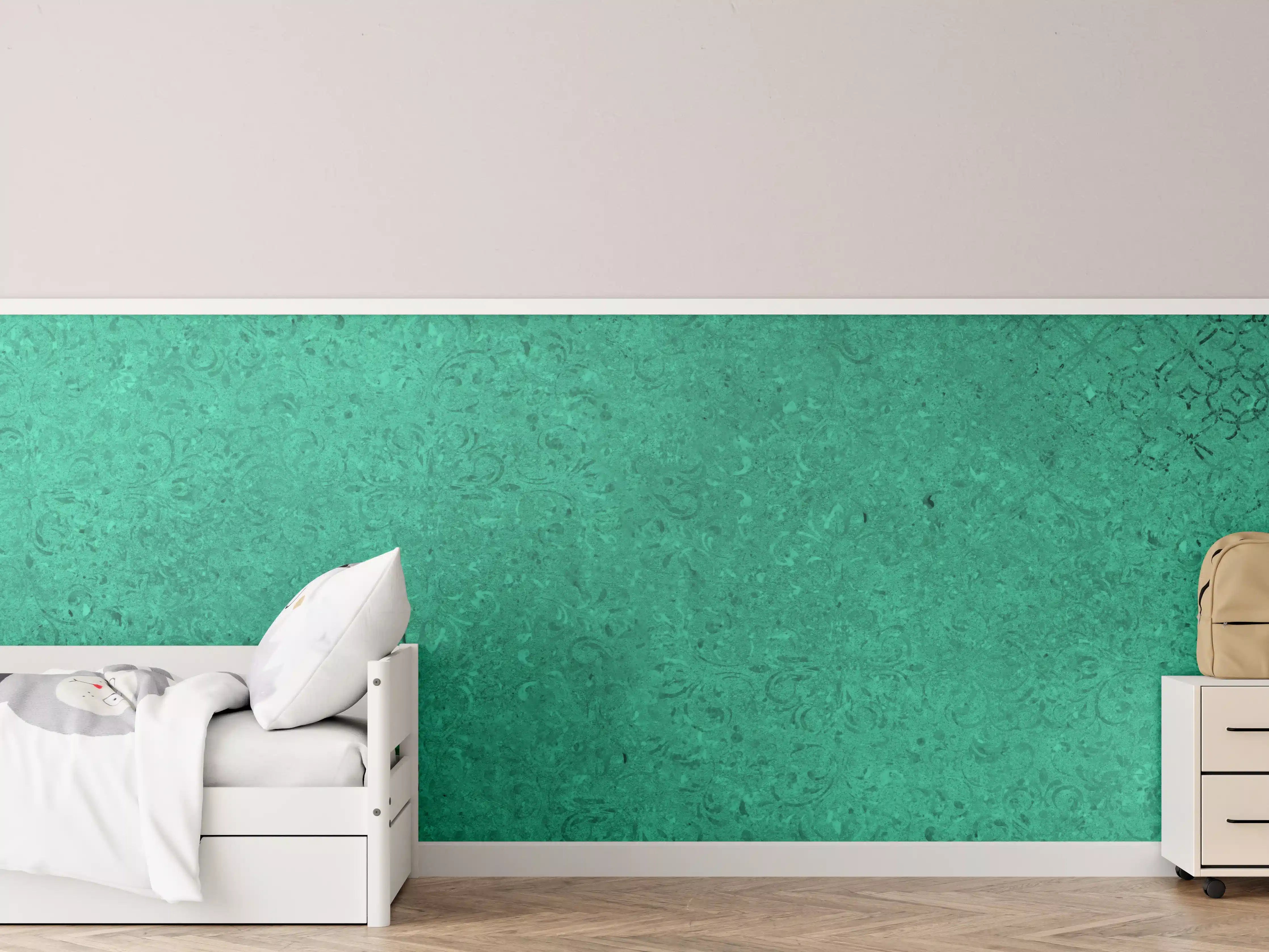 Kinderzimmer Wandgestaltung - Grüne Textur mit Muster