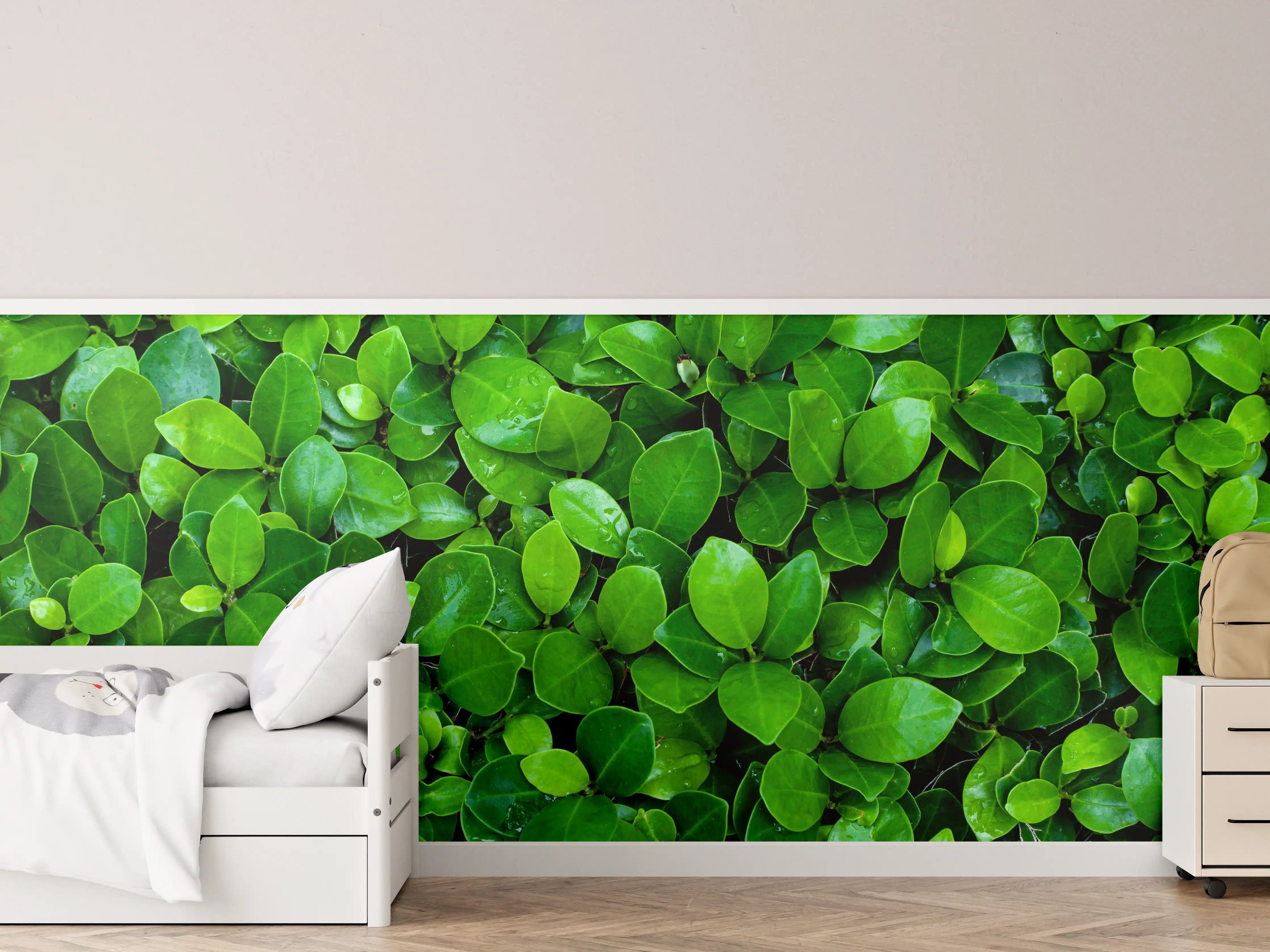 Kinderzimmer Wandgestaltung - Grüne saftige Busch Blätter