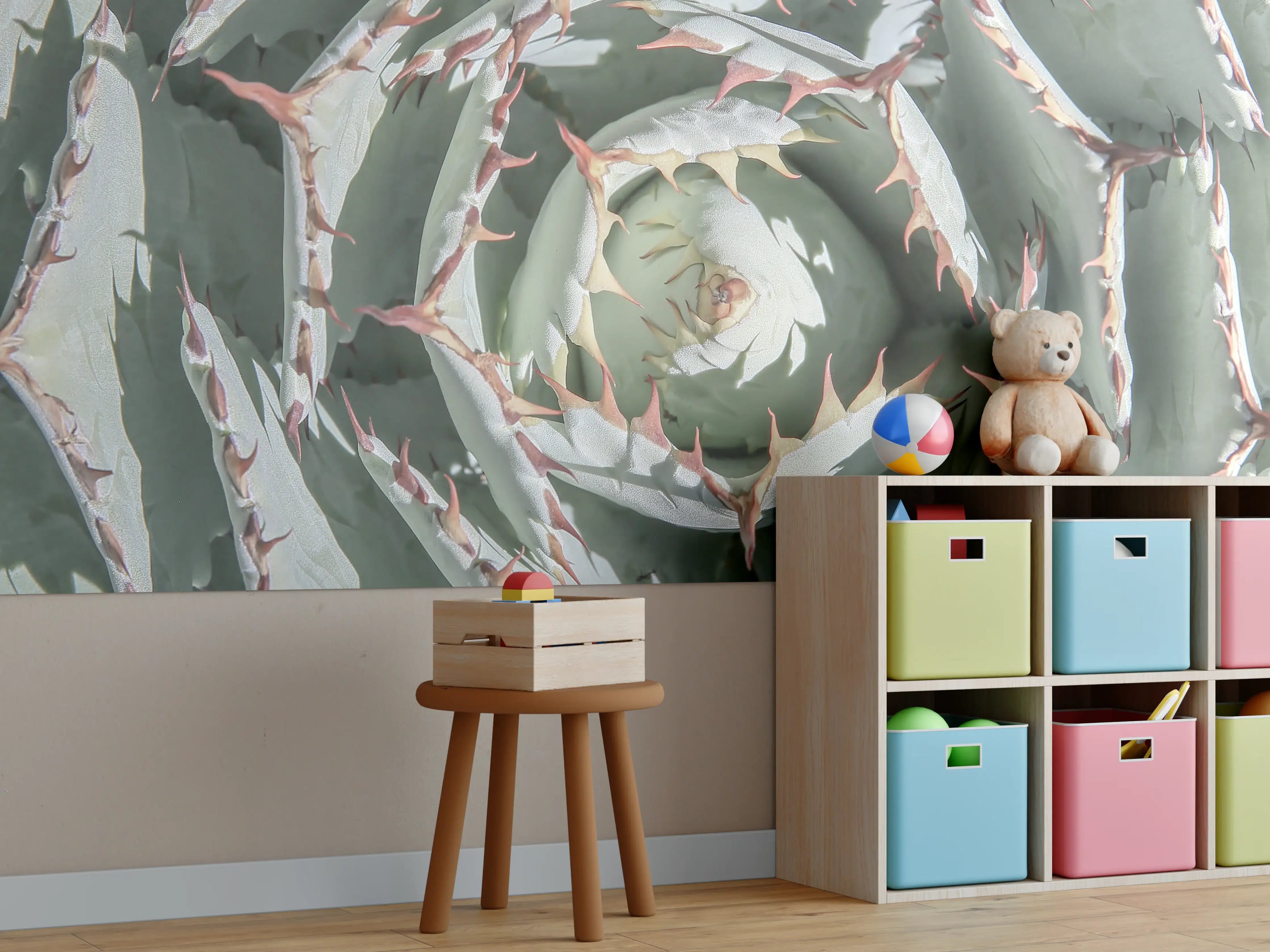 Kinderzimmer Wandgestaltung - Grüner Agaven Makro Aufsicht