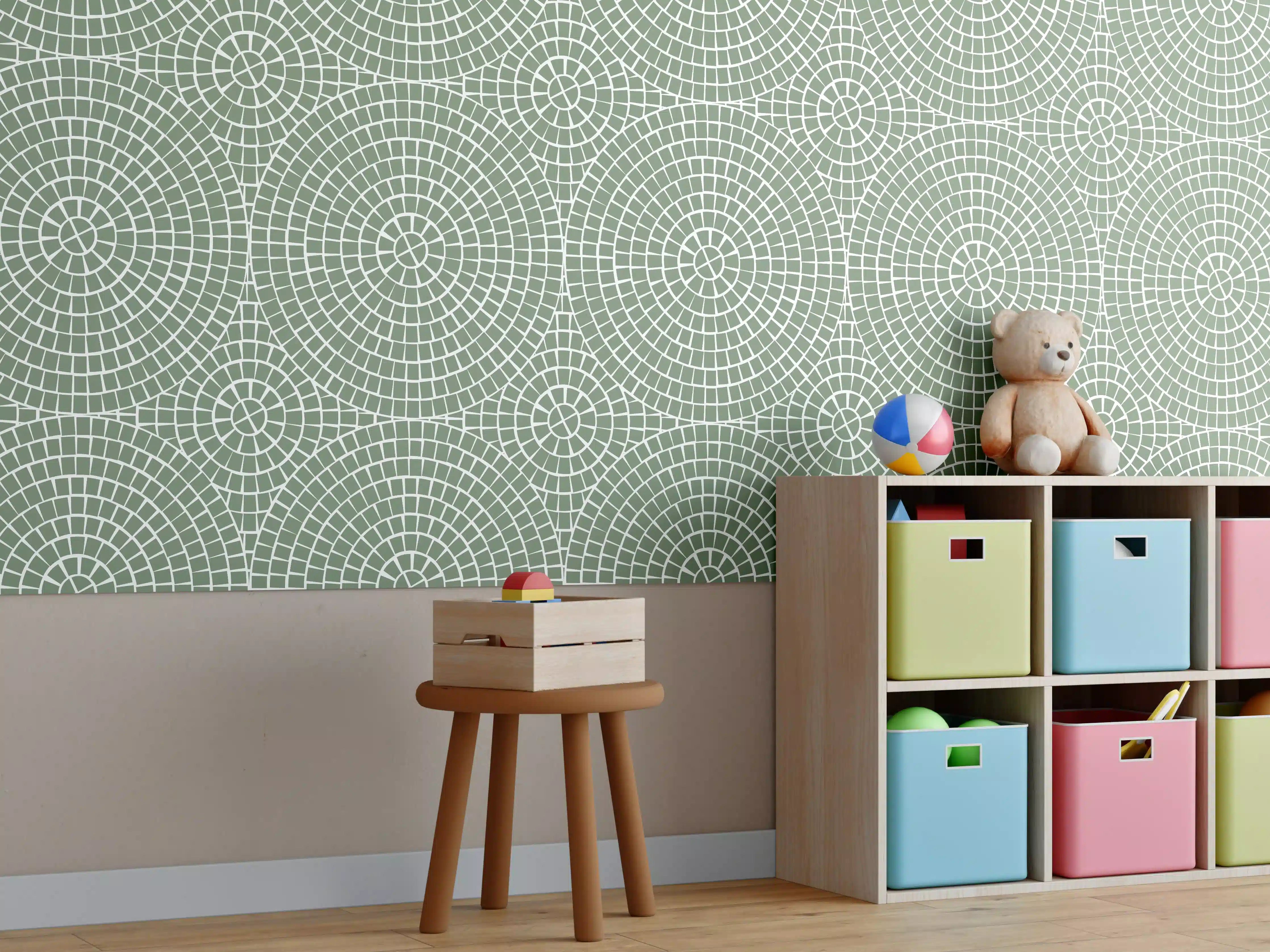 Kinderzimmer Wandgestaltung - Grüner Mosaik-Textur