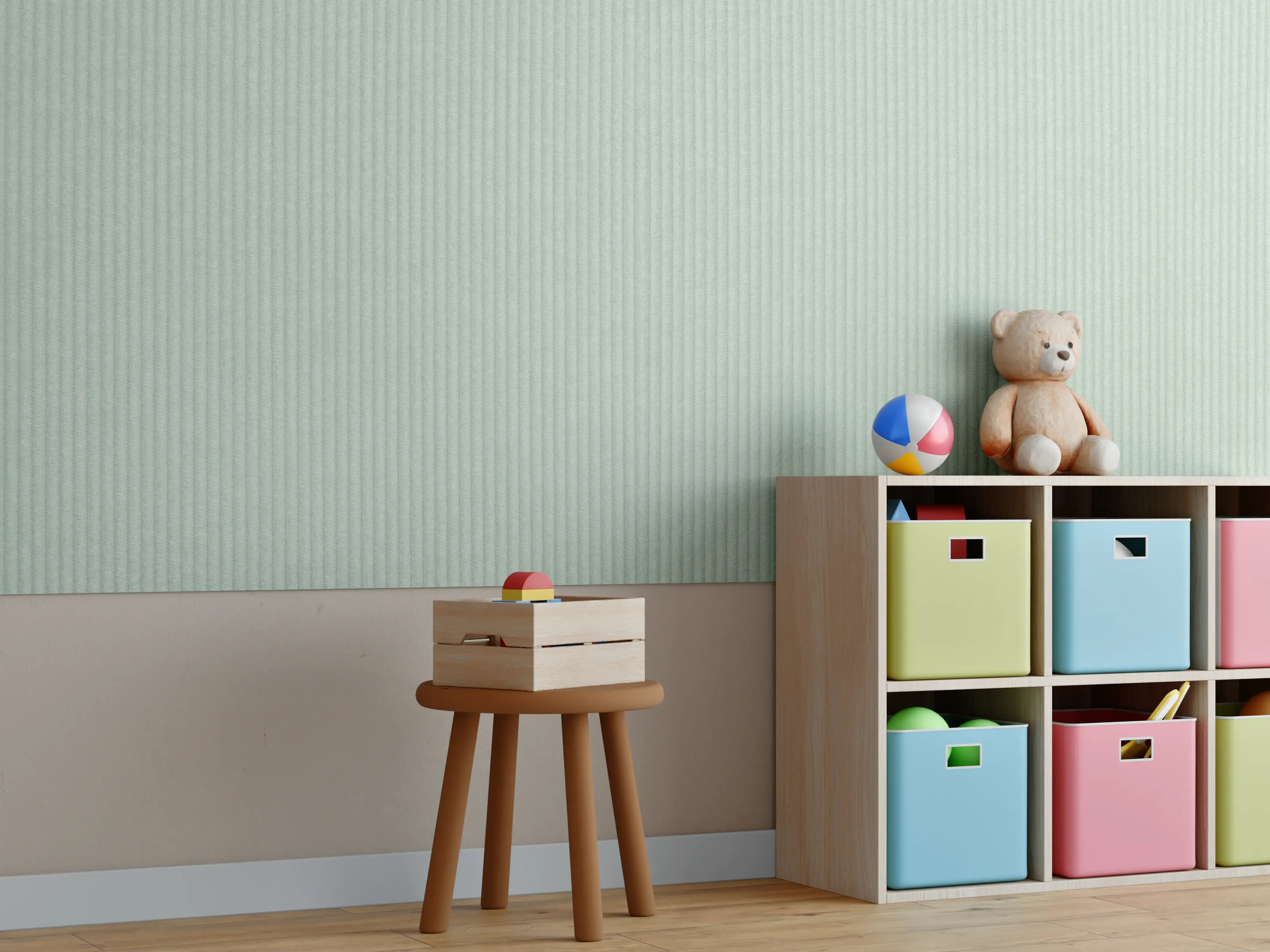 Kinderzimmer Wandgestaltung - Grüner Stoff Textur