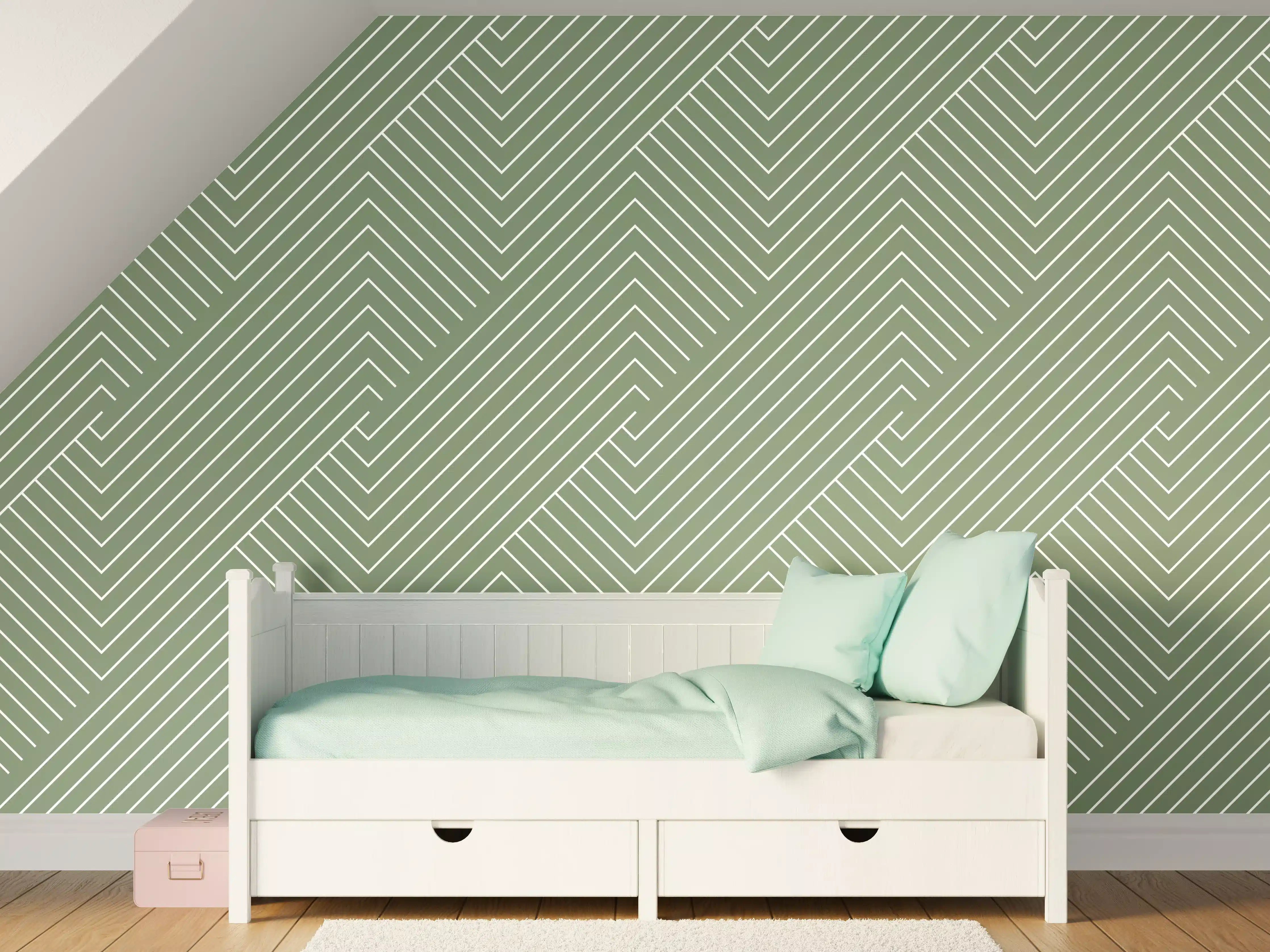 Kinderzimmer Wandgestaltung - Grüner geometrischer Akzent