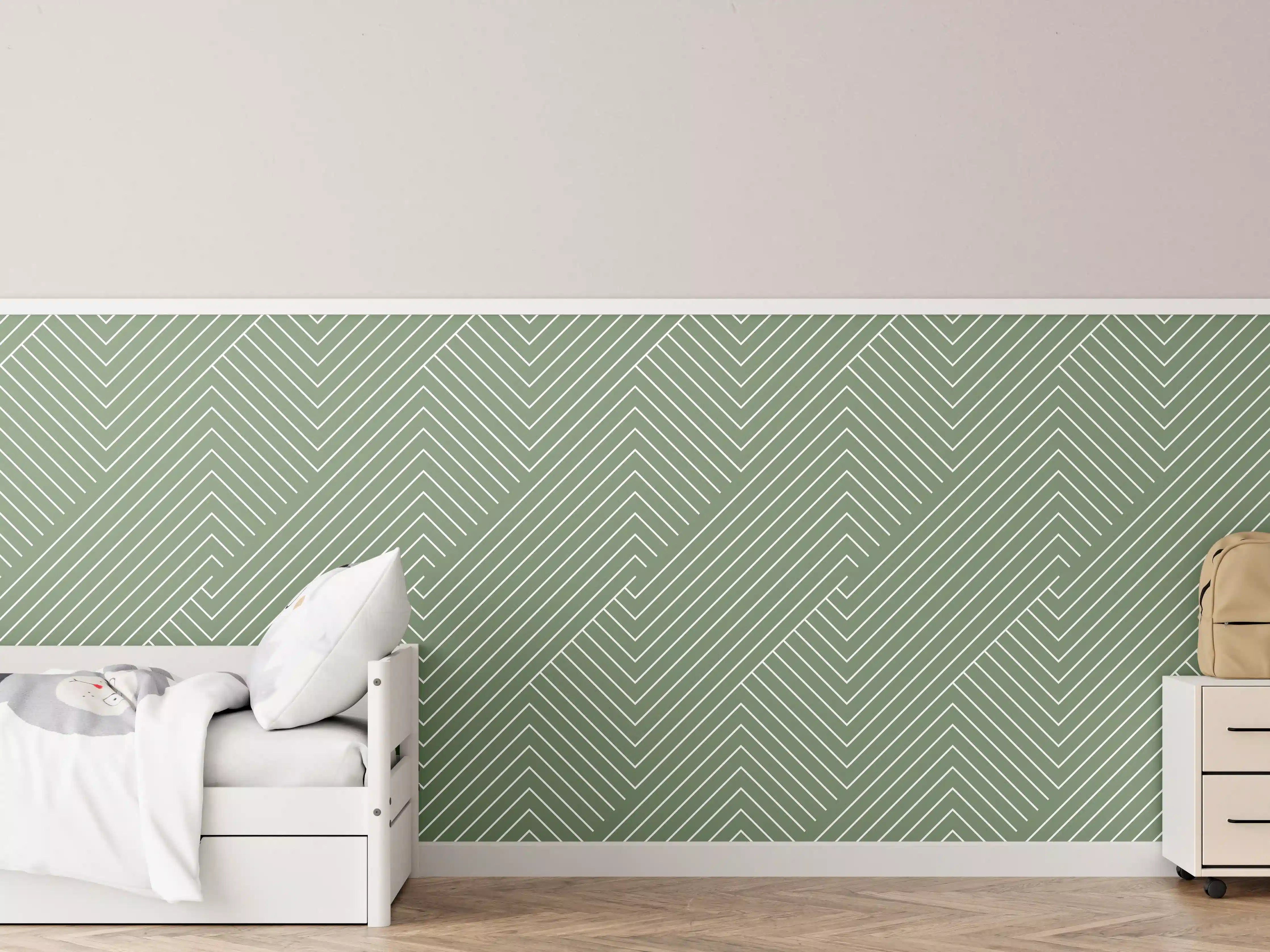 Kinderzimmer Wandgestaltung - Grüner geometrischer Akzent