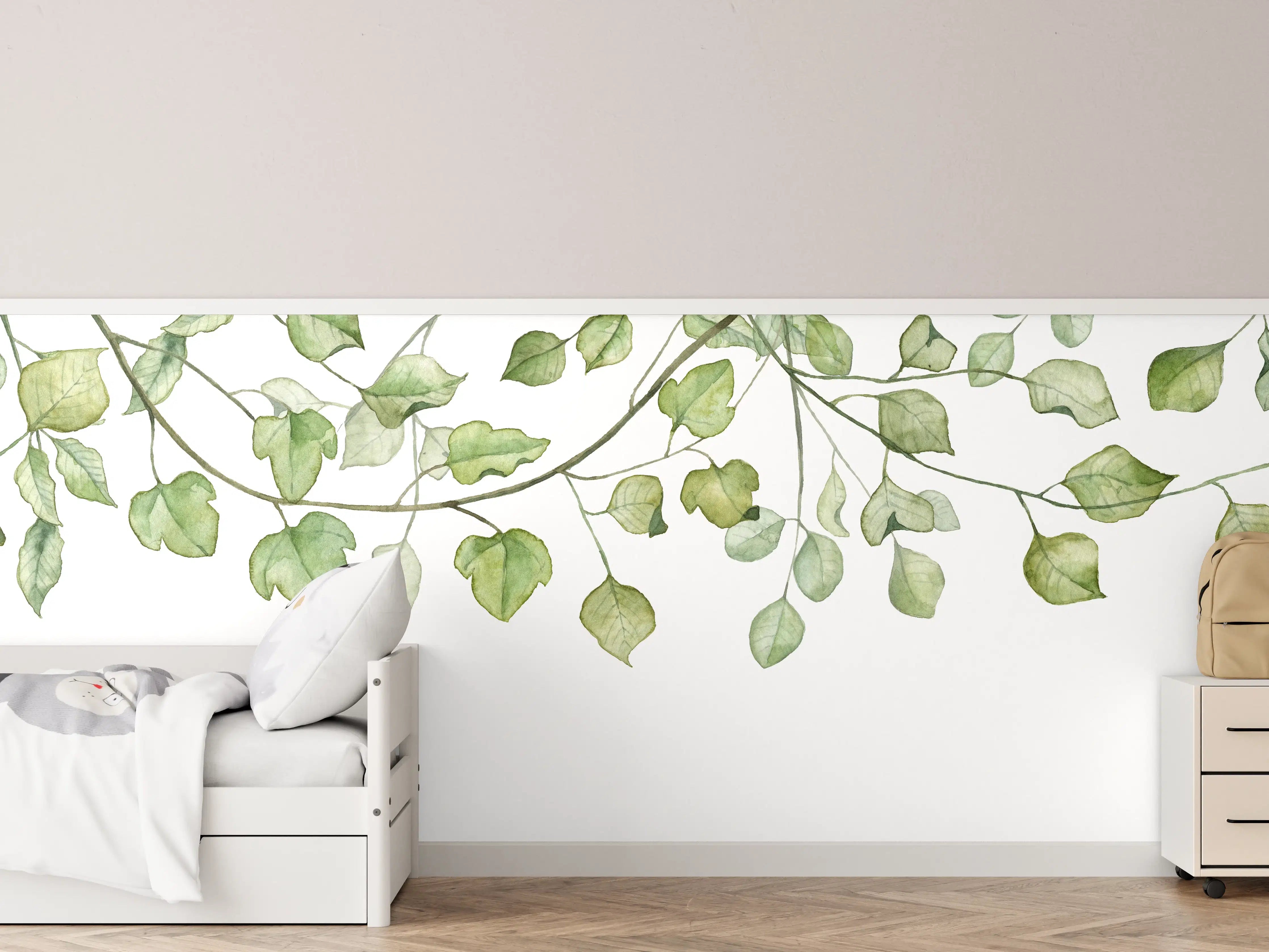 Kinderzimmer Wandgestaltung - Hängende grüne Blattdekoration