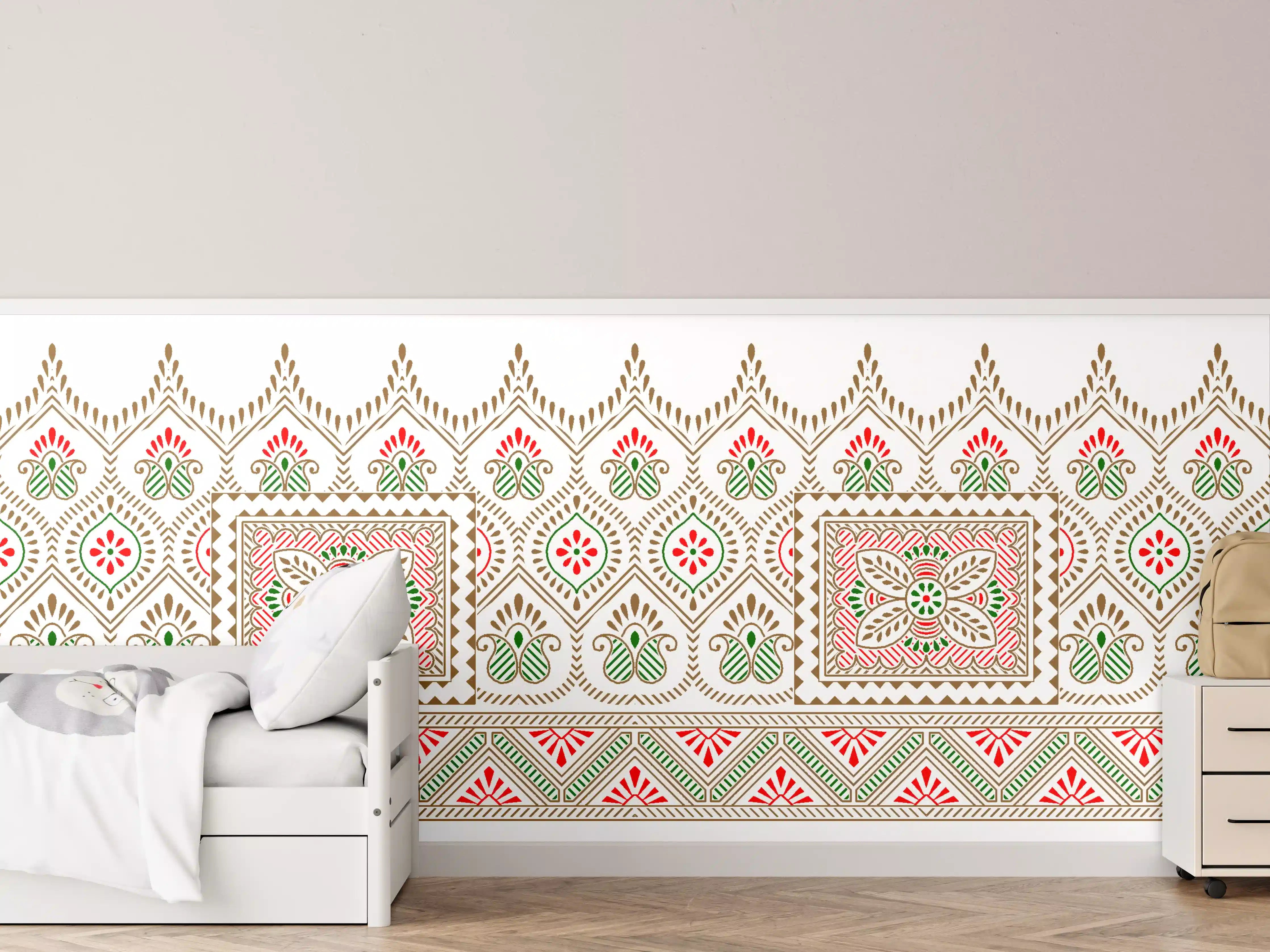 Kinderzimmer Wandgestaltung - Handgefertigter Wandteppich mit floralen Mustern