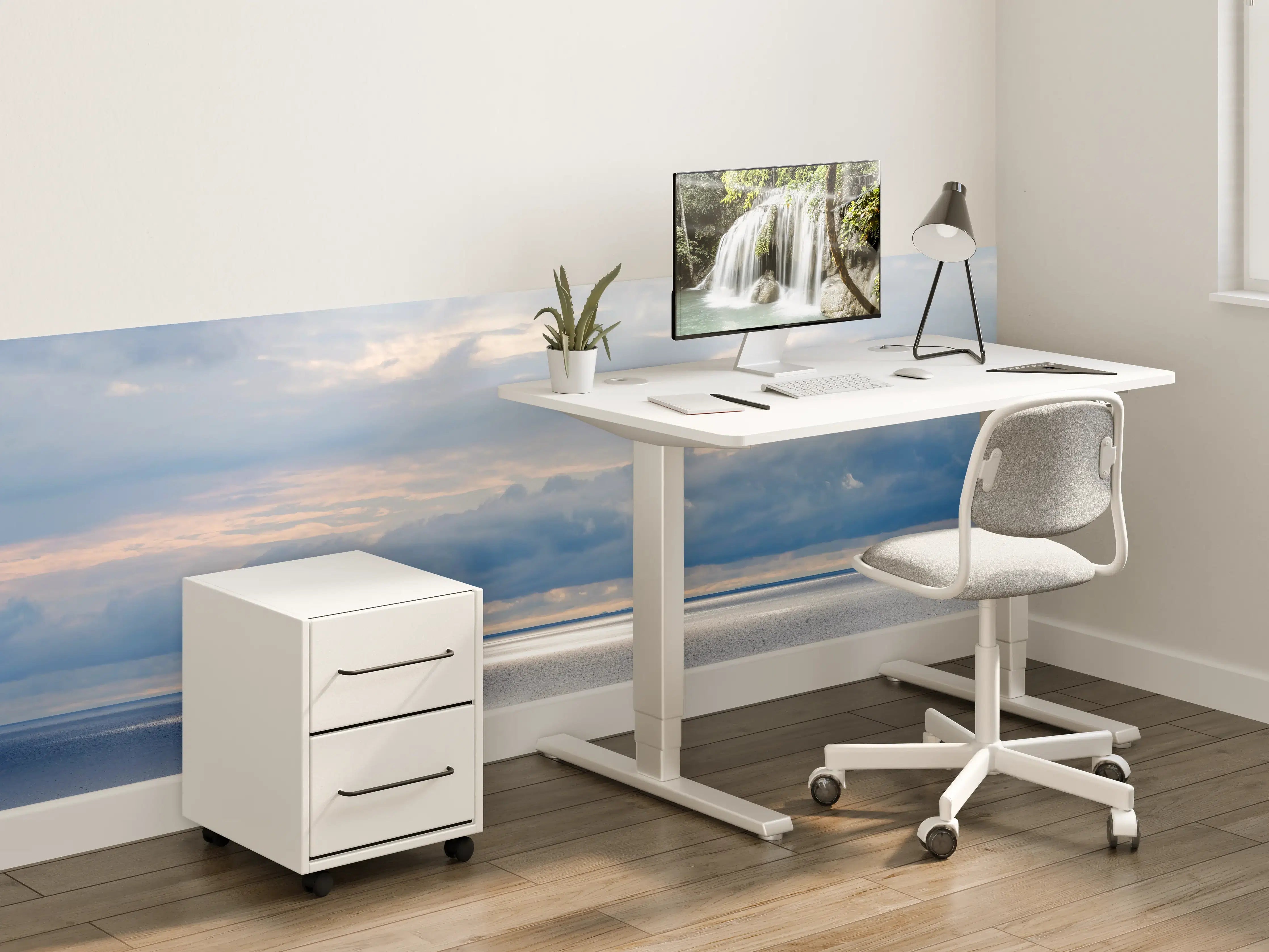 Kinderzimmer Wandgestaltung - Harmonisches Blau-Grau-Meerespanorama