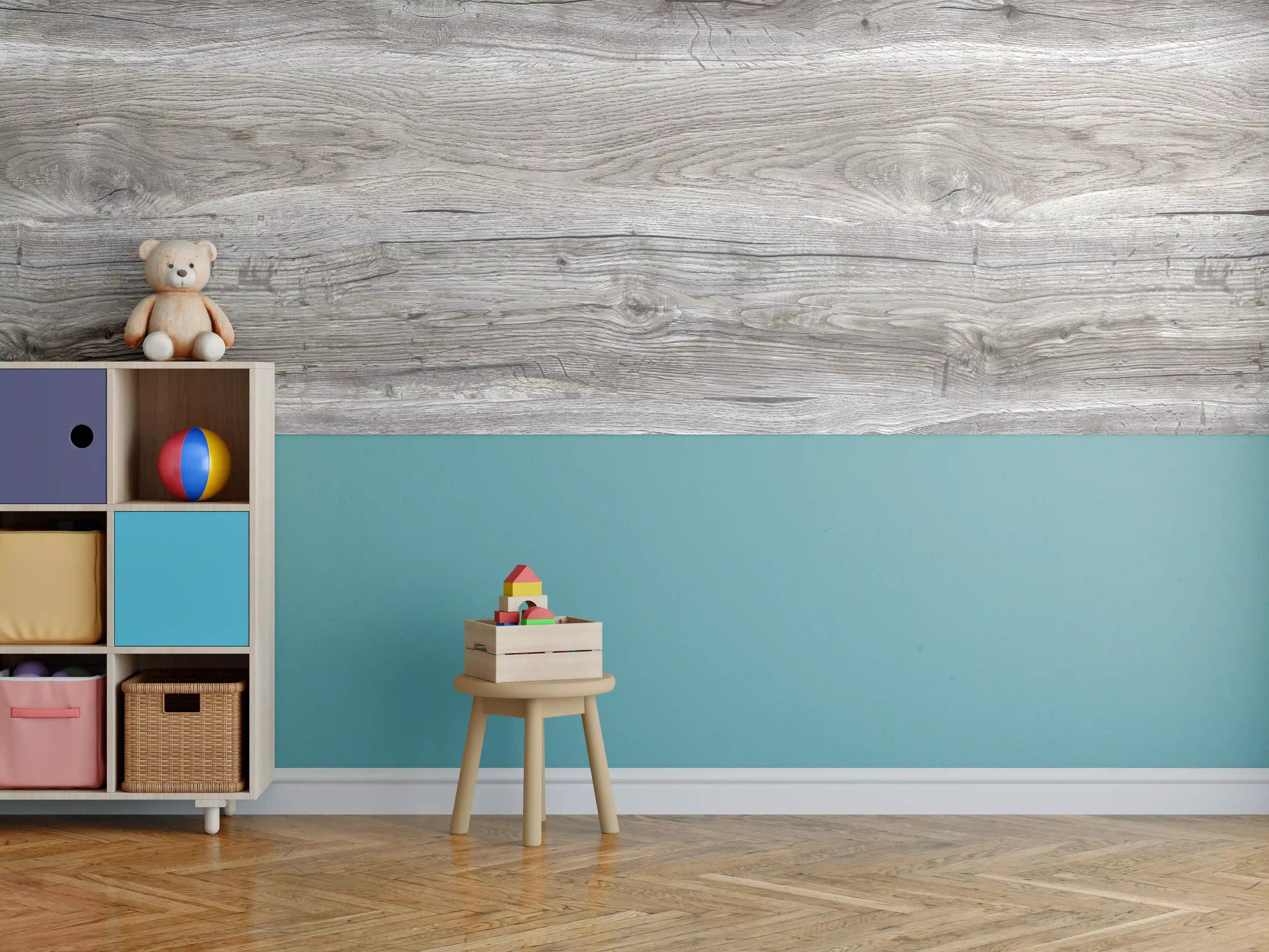 Kinderzimmer Wandgestaltung - Hell-braune Holz Textur