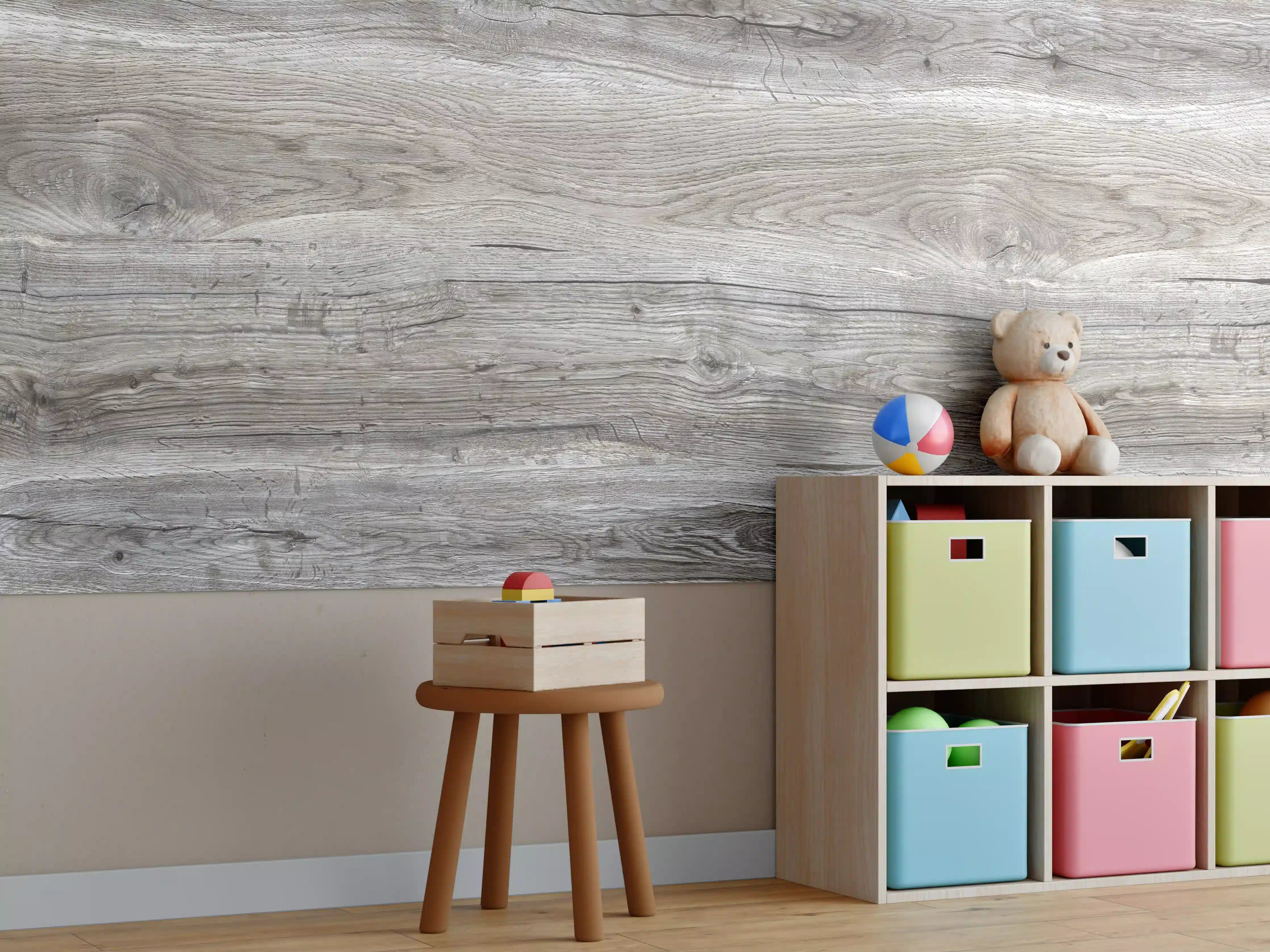 Kinderzimmer Wandgestaltung - Hell-braune Holz Textur