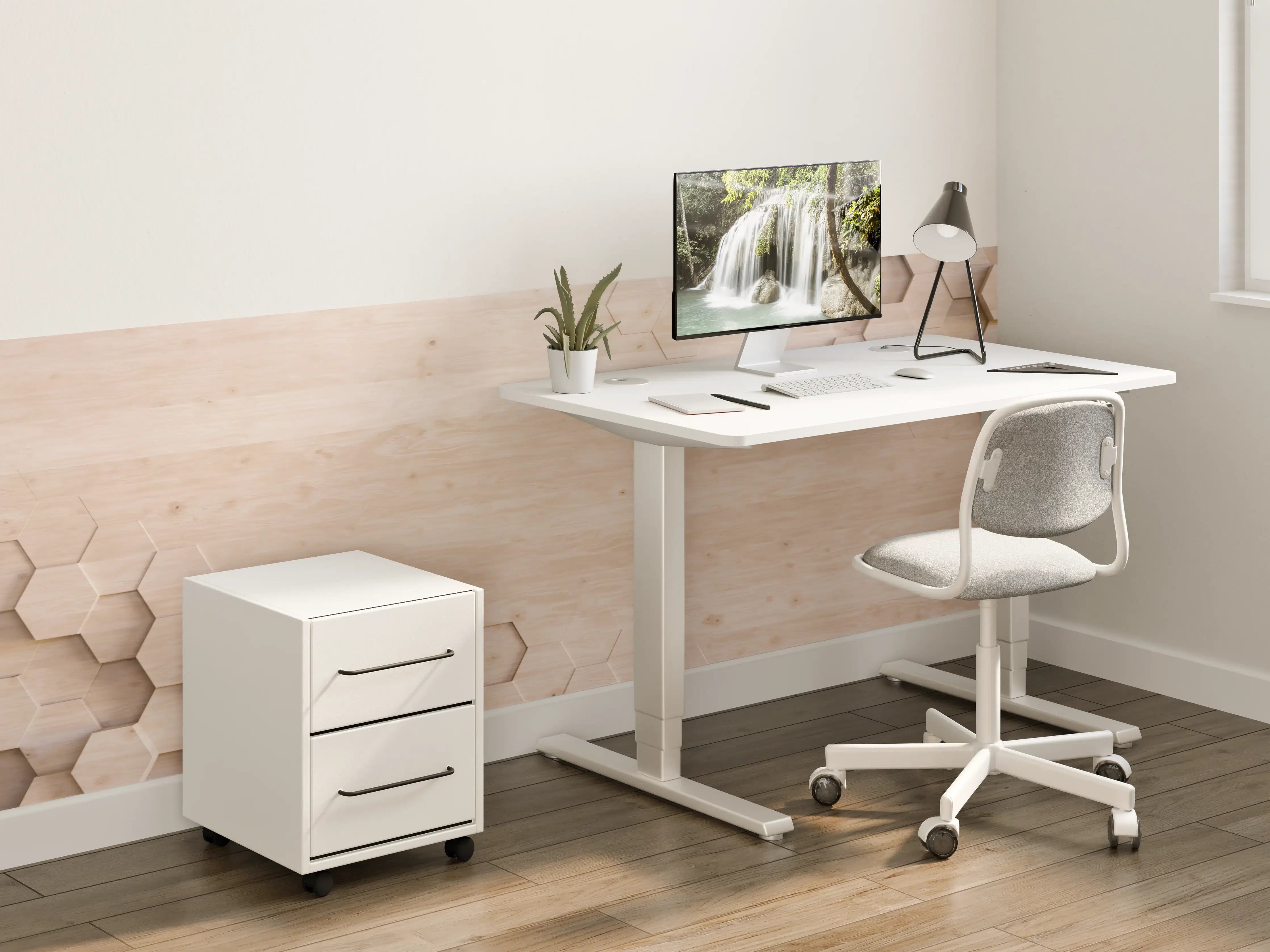 Kinderzimmer Wandgestaltung - Hell erleuchtetes Hexagon-Muster auf Holz