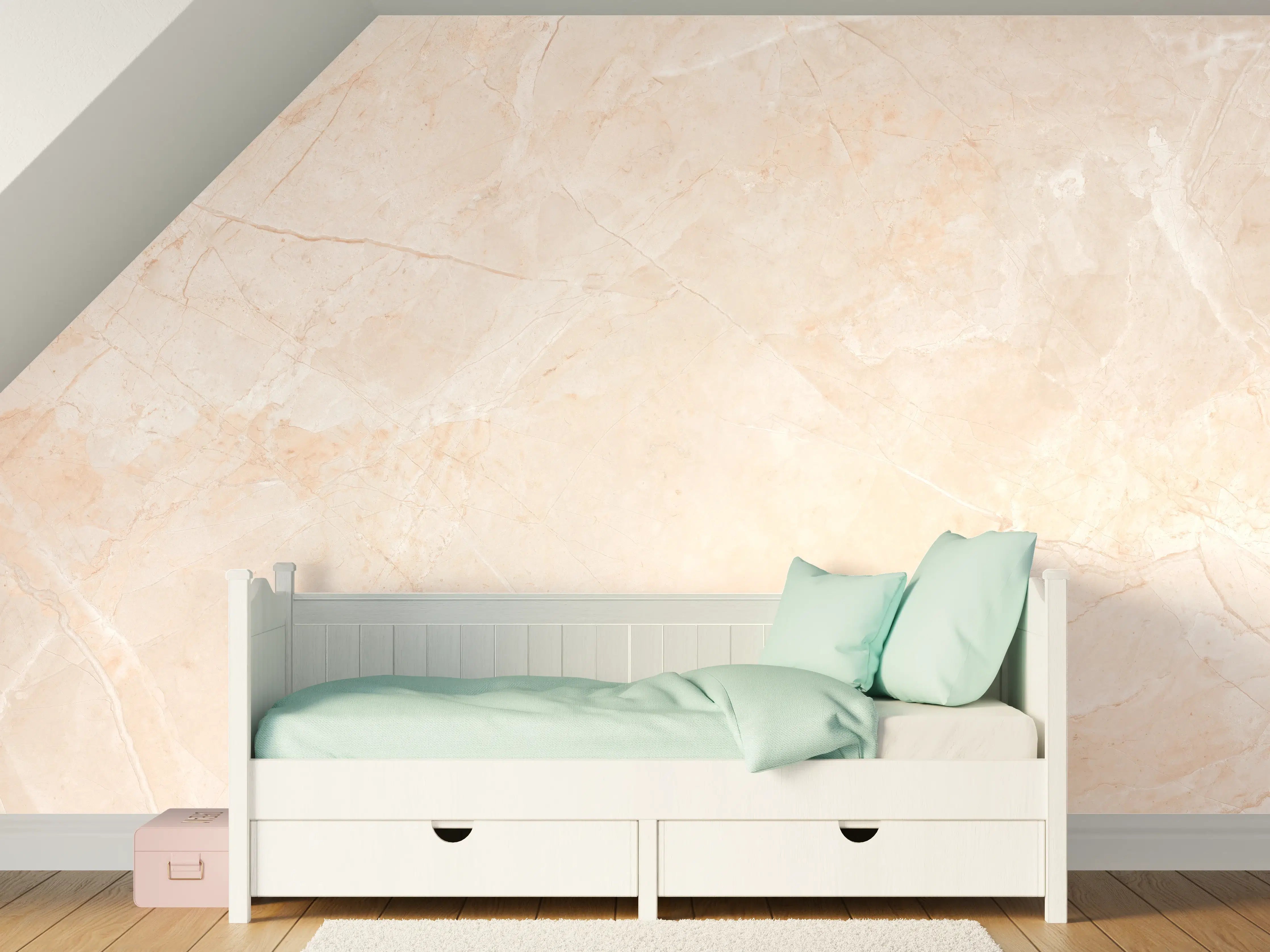 Kinderzimmer Wandgestaltung - Hellbeige Marmor-Optik mit feiner Struktur