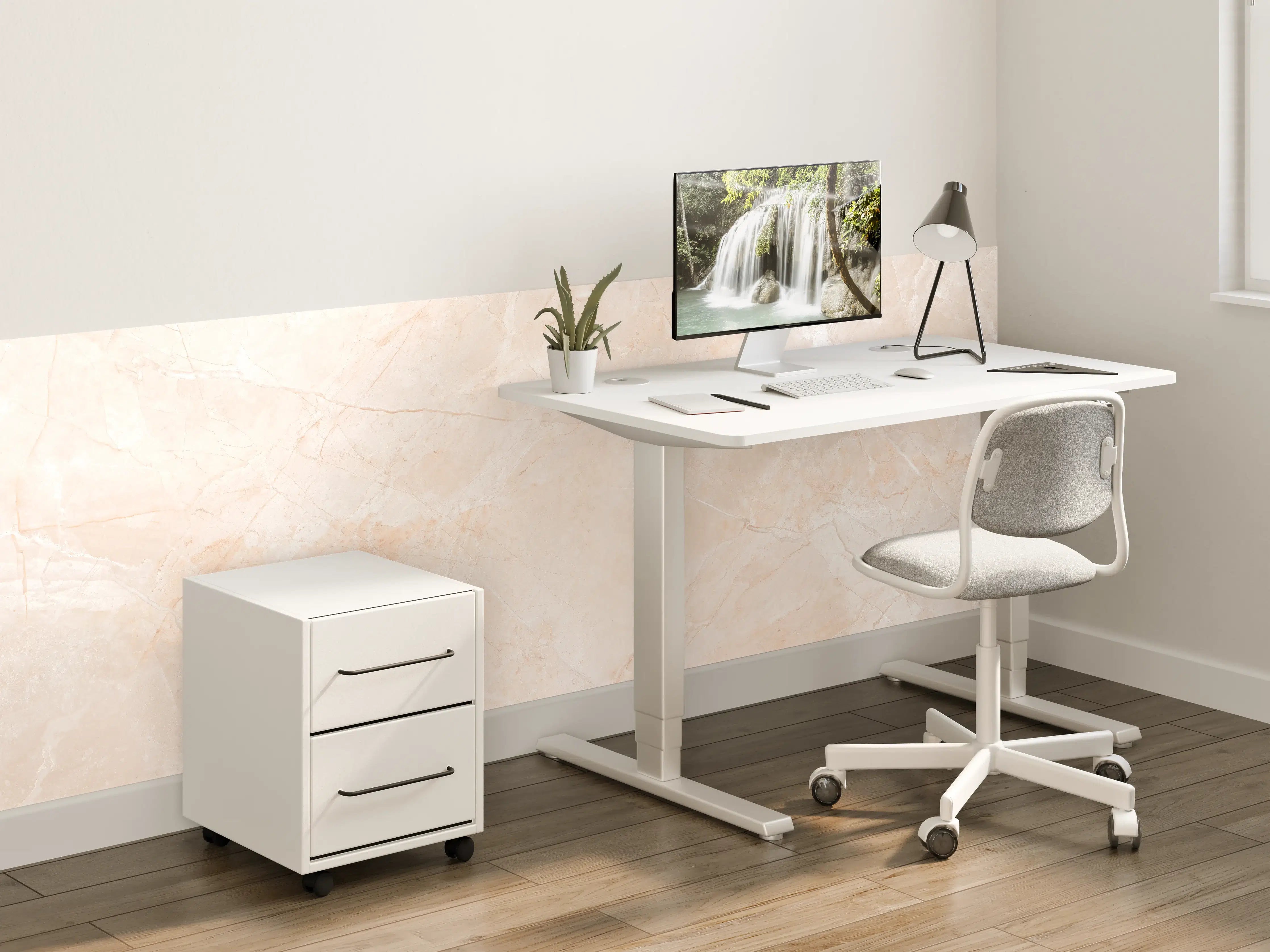 Kinderzimmer Wandgestaltung - Hellbeige Marmor-Optik mit feiner Struktur