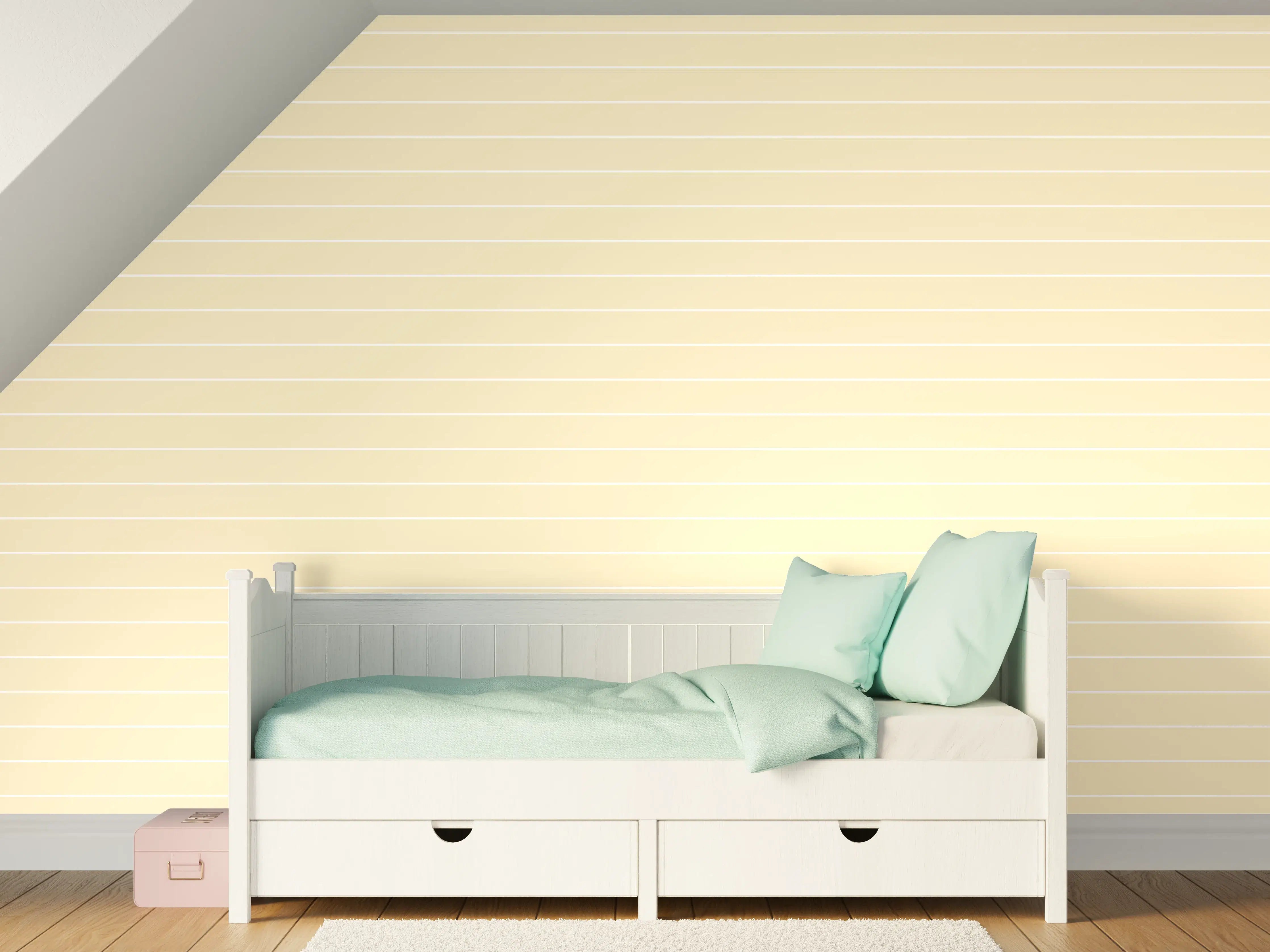 Kinderzimmer Wandgestaltung - Helle Beige-Wände mit subtilen Linien