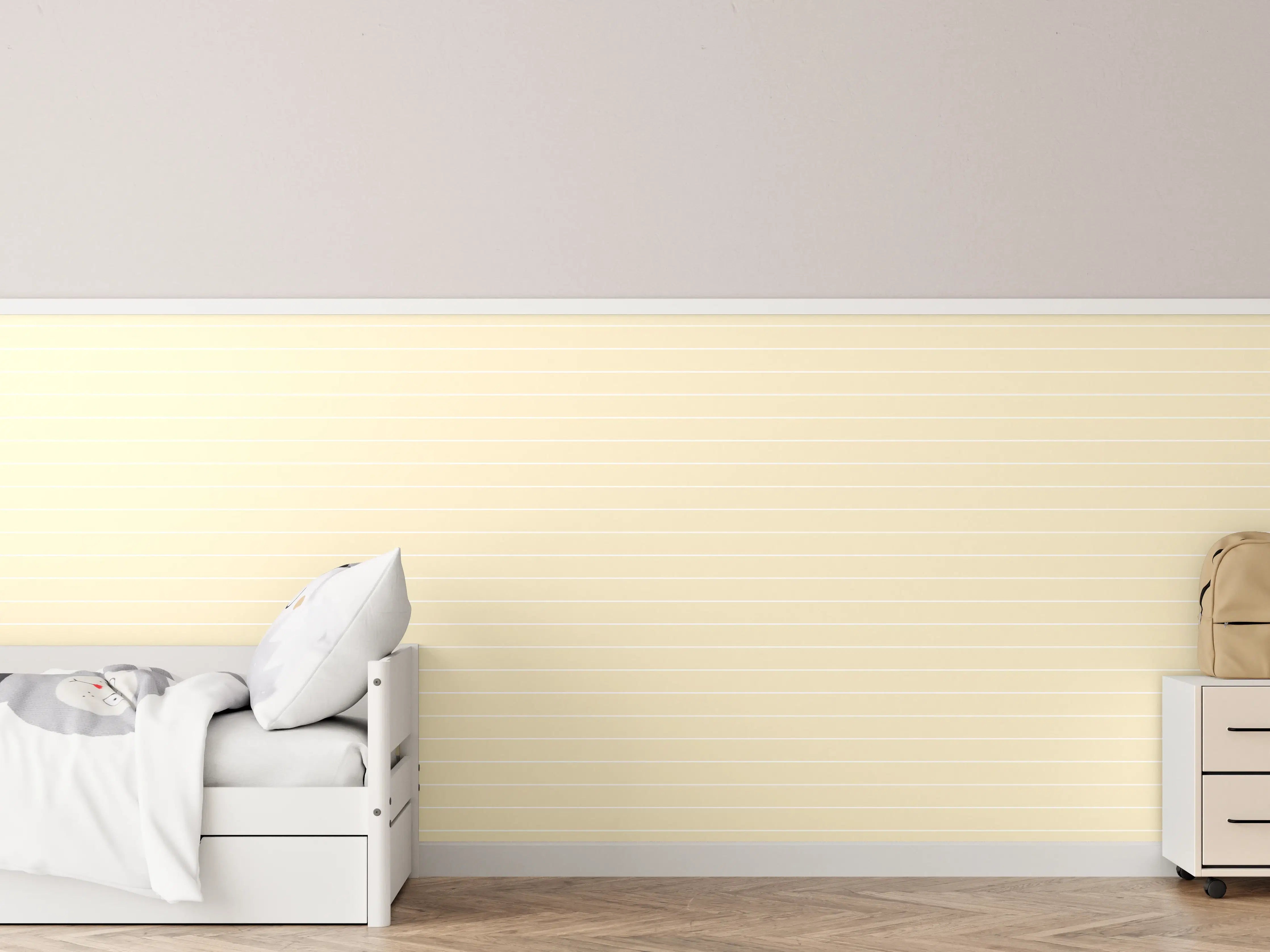 Kinderzimmer Wandgestaltung - Helle Beige-Wände mit subtilen Linien