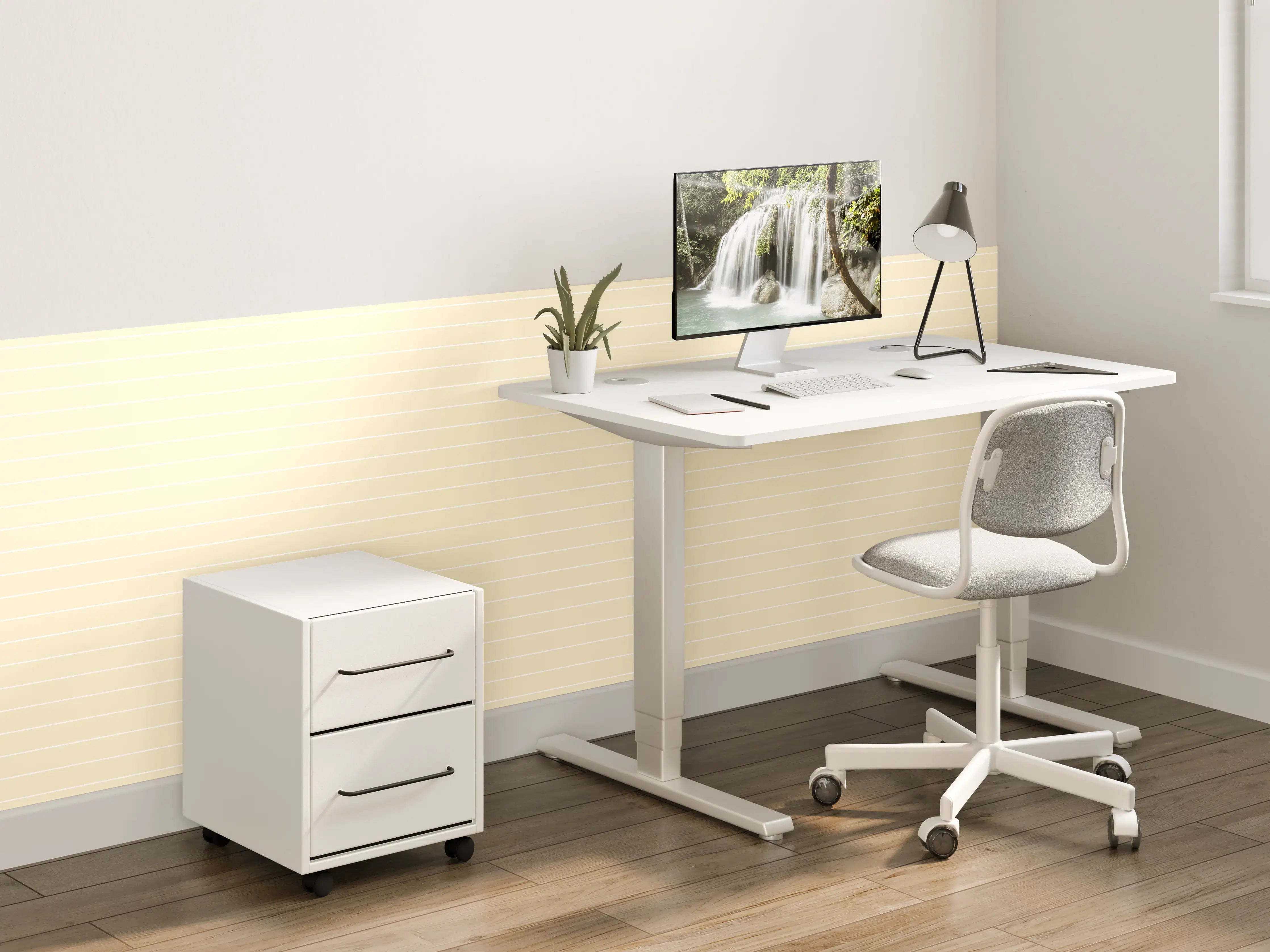 Kinderzimmer Wandgestaltung - Helle Beige-Wände mit subtilen Linien