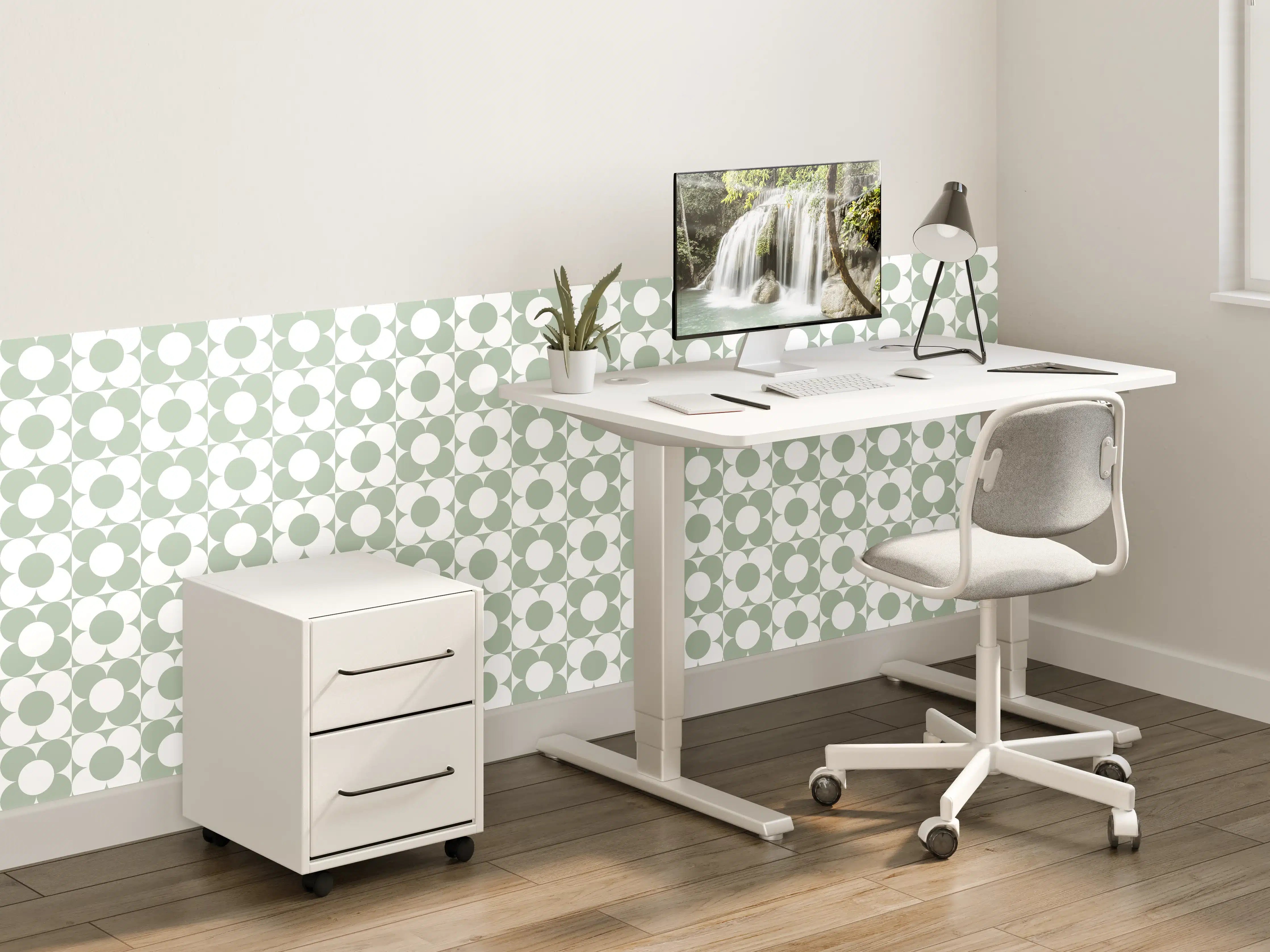 Kinderzimmer Wandgestaltung - Helle Blumenmuster mit zarten Graunuancen