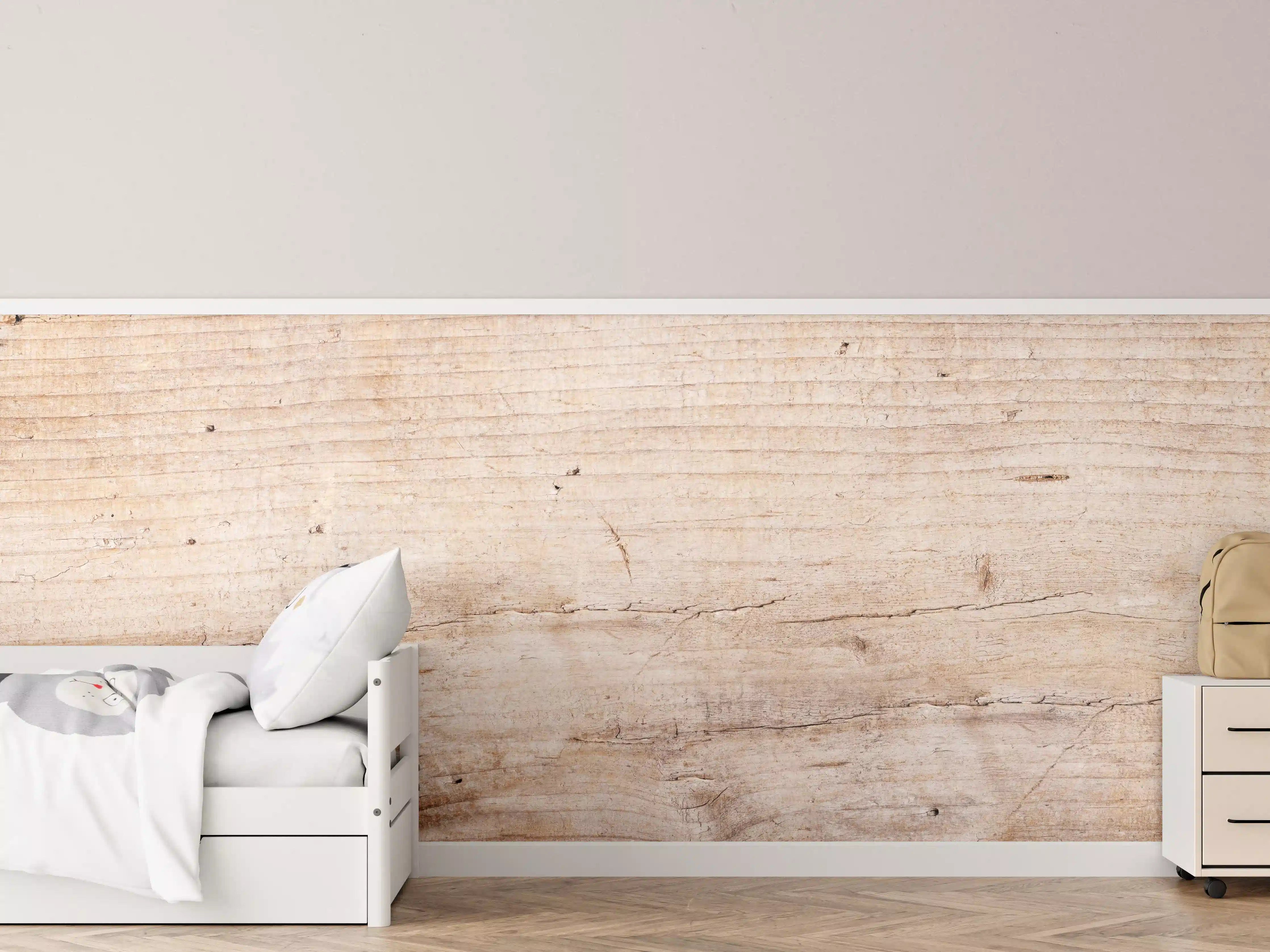 Kinderzimmer Wandgestaltung - Helle Holz-Oberfläche mit natürlicher Maserung