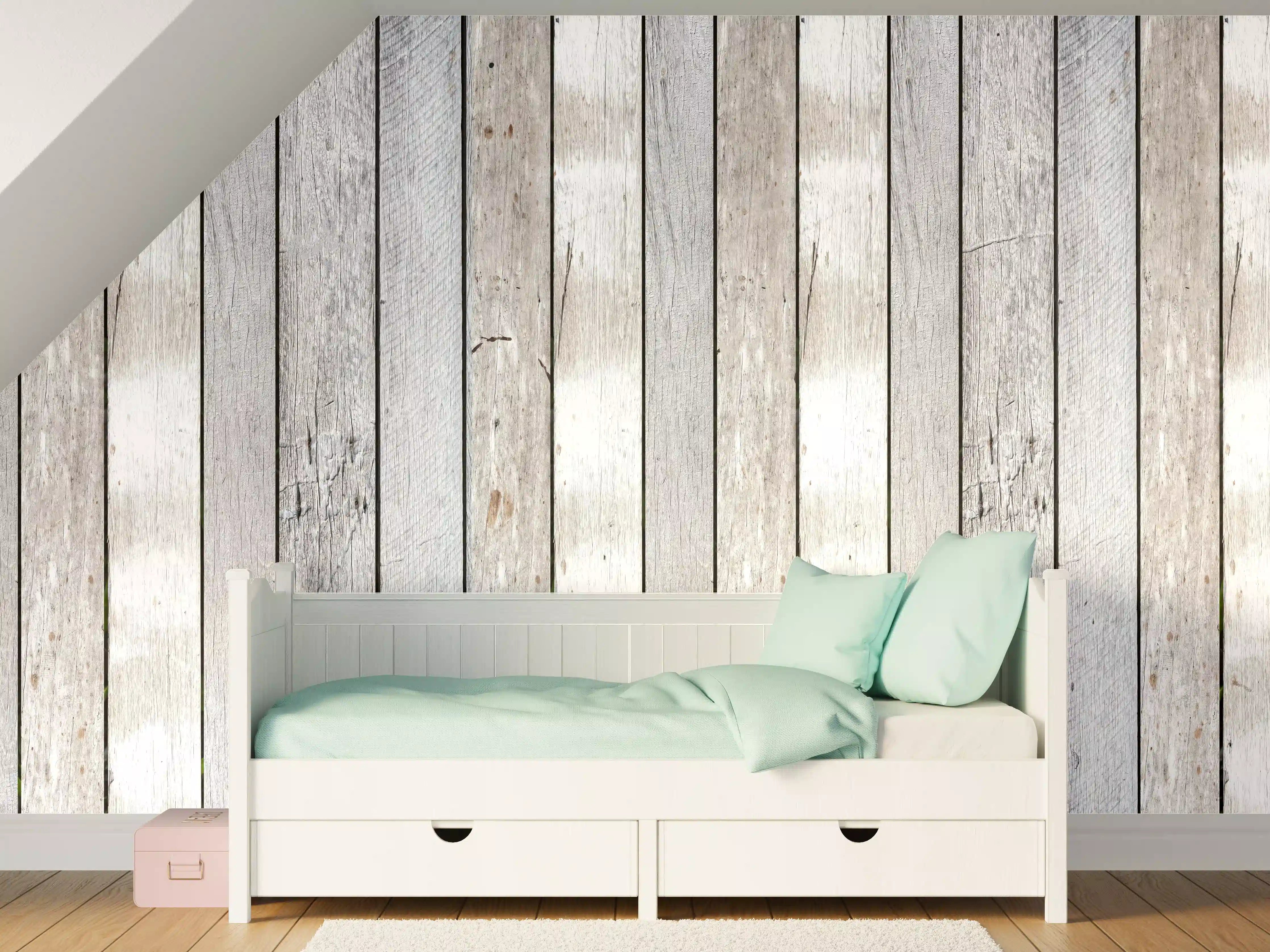 Kinderzimmer Wandgestaltung - Helle Holzvertäfelung mit grauen Akzenten