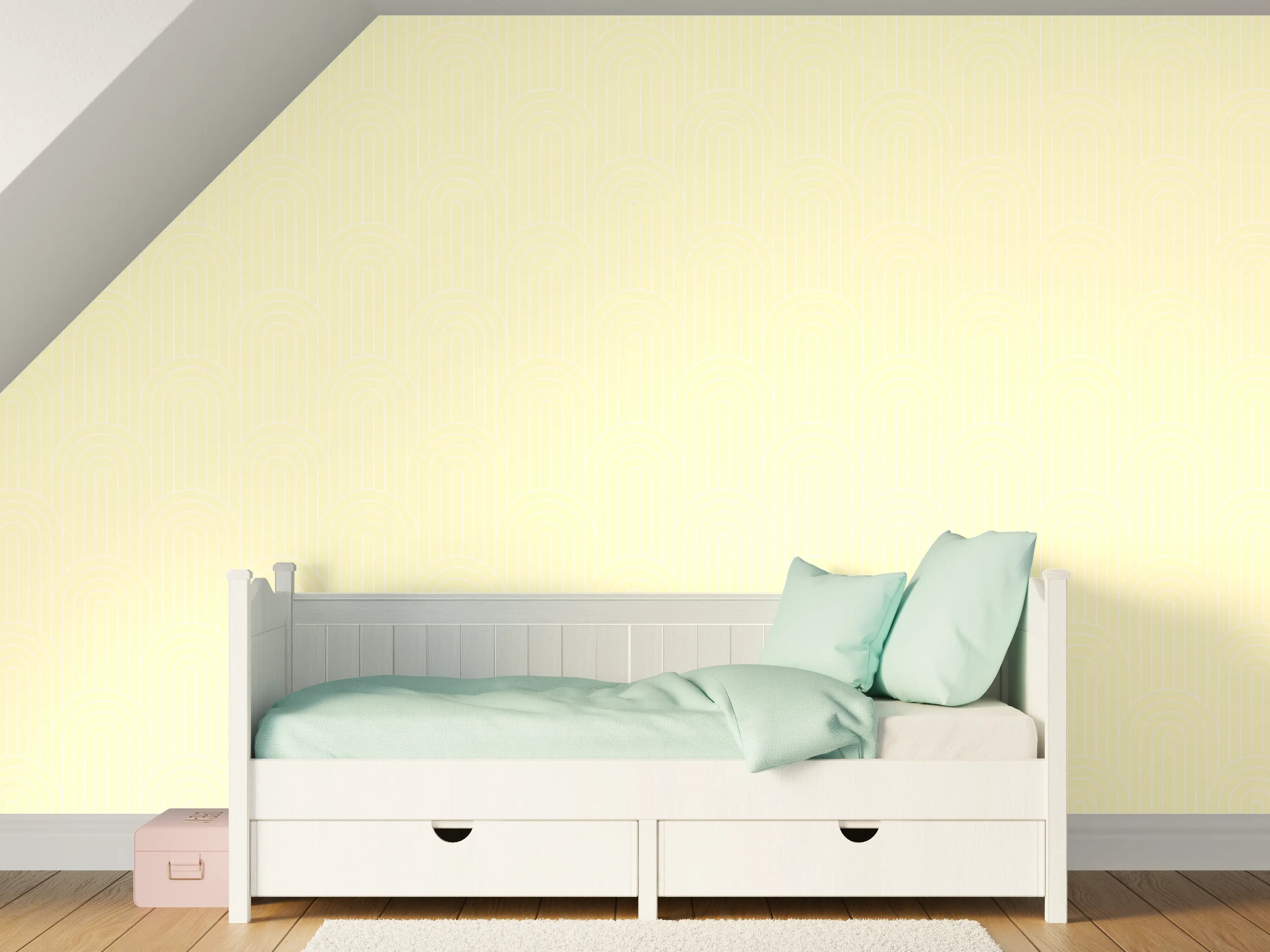 Kinderzimmer Wandgestaltung - Helle Limone-Creme-Arkaden