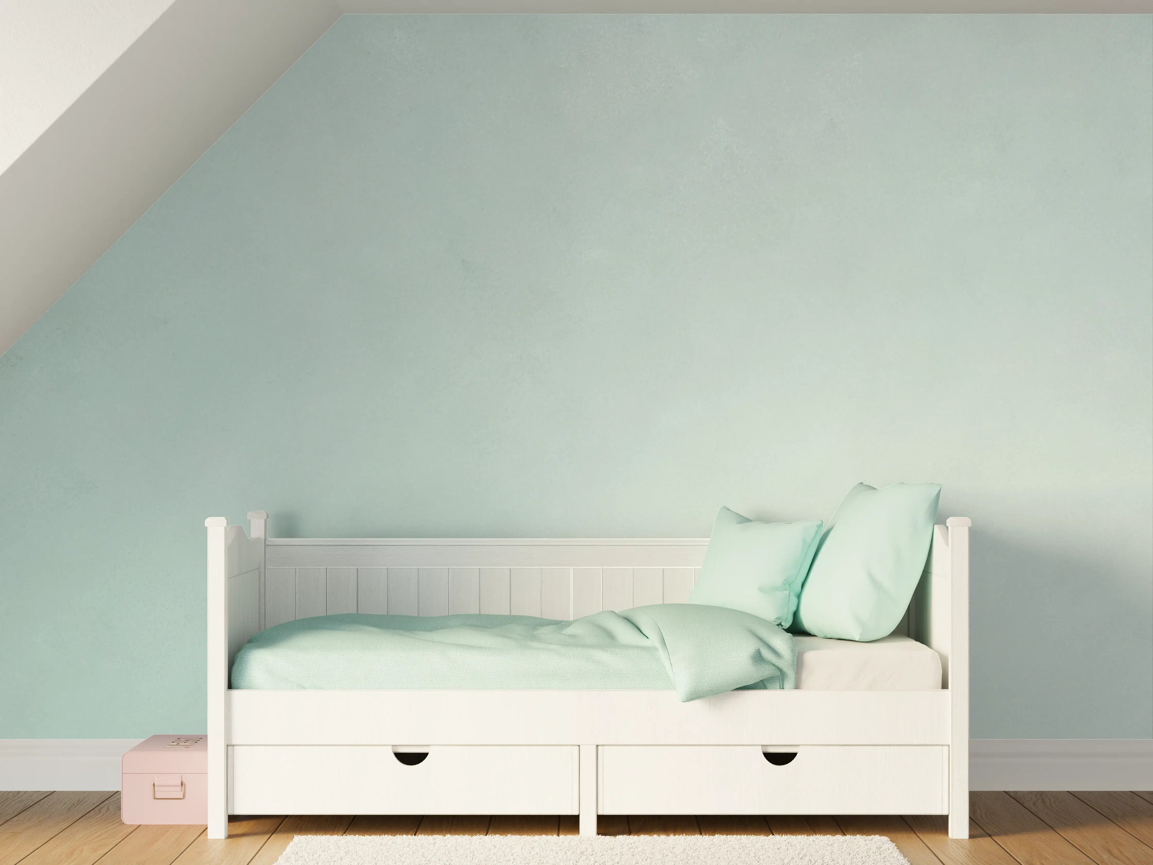 Kinderzimmer Wandgestaltung - Helle Pastellwand in Aqua