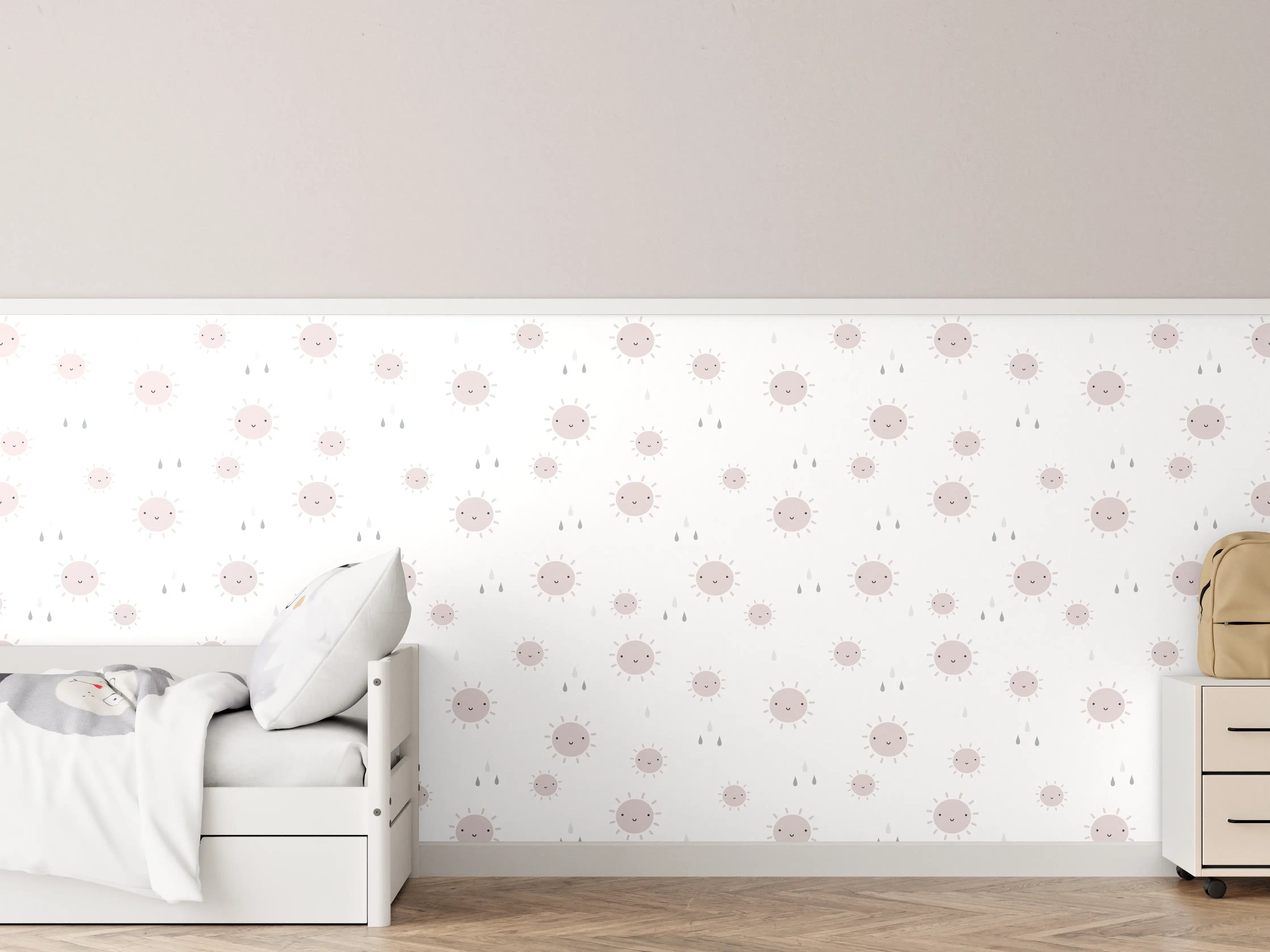Kinderzimmer Wandgestaltung - Helle Polkadot Wandgestaltung mit Weiß und Rosa Akzenten