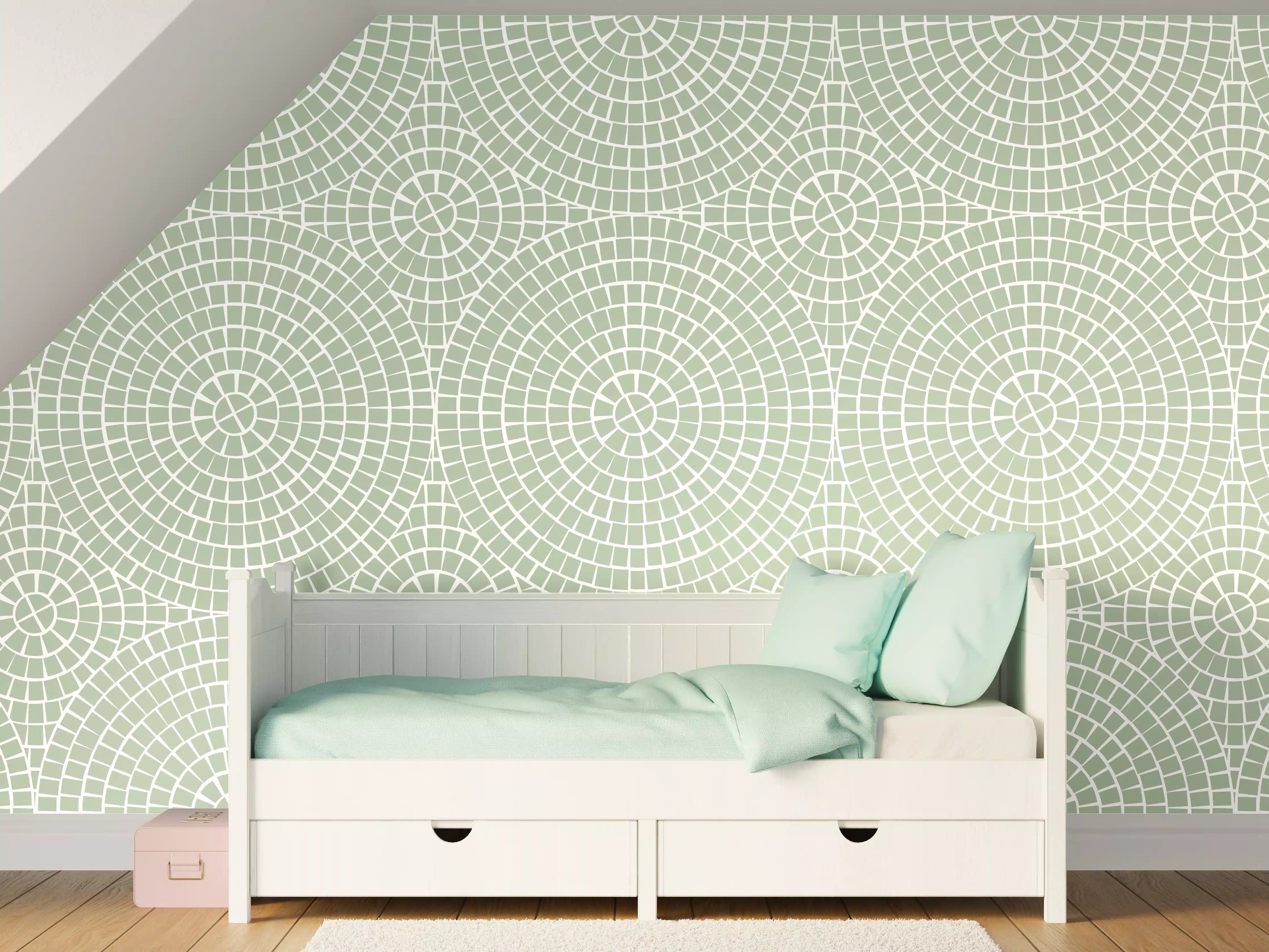 Kinderzimmer Wandgestaltung - Helle Salvia-Mosaik-Optik