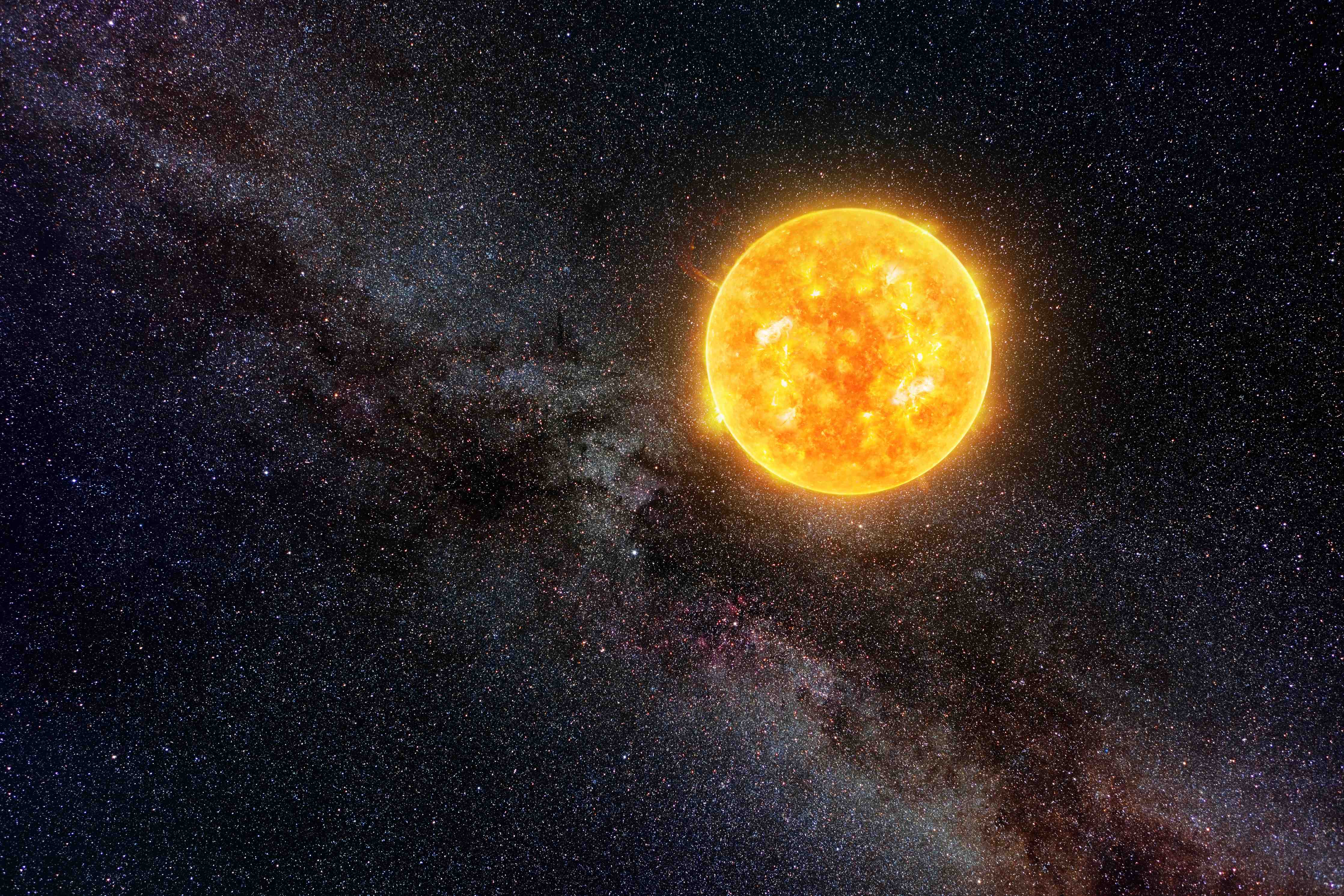 Kinderzimmer Wandgestaltung-Helle Sonne vor dunklem Sternenhimmel