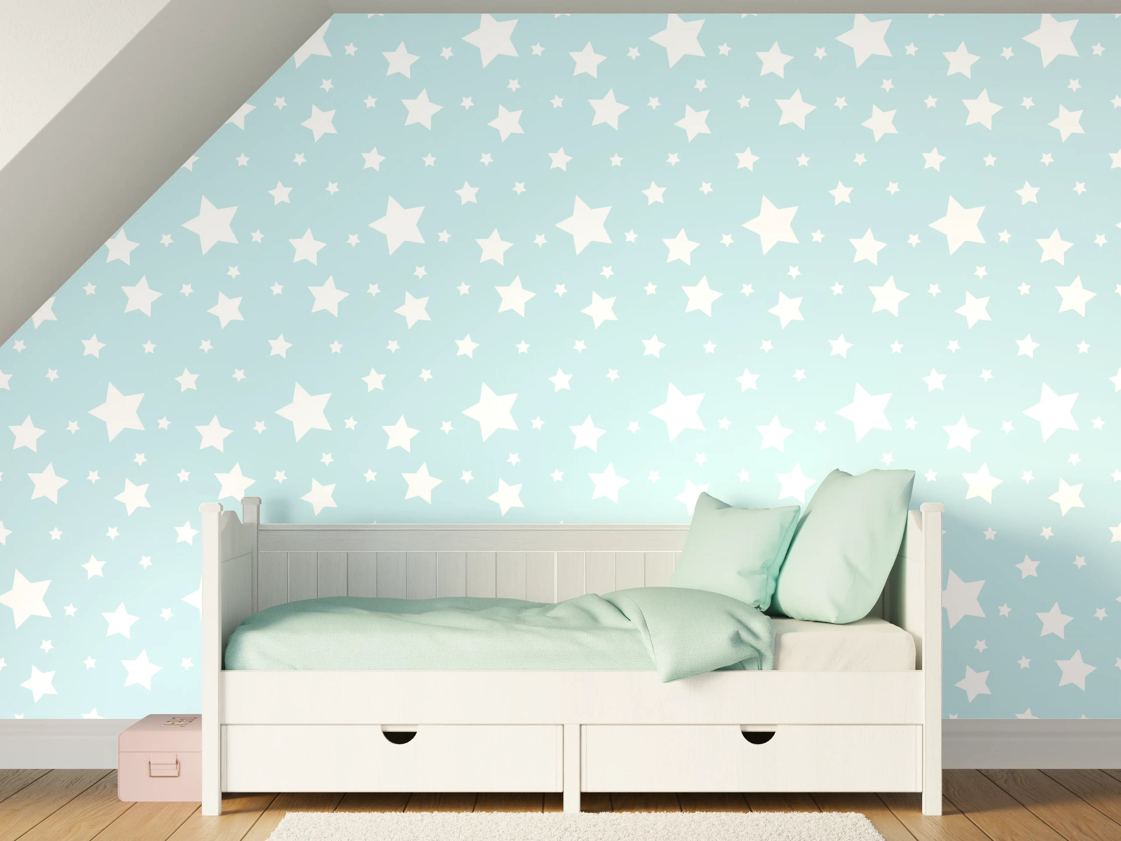 Kinderzimmer Wandgestaltung - Helle Sternenhimmel-Design