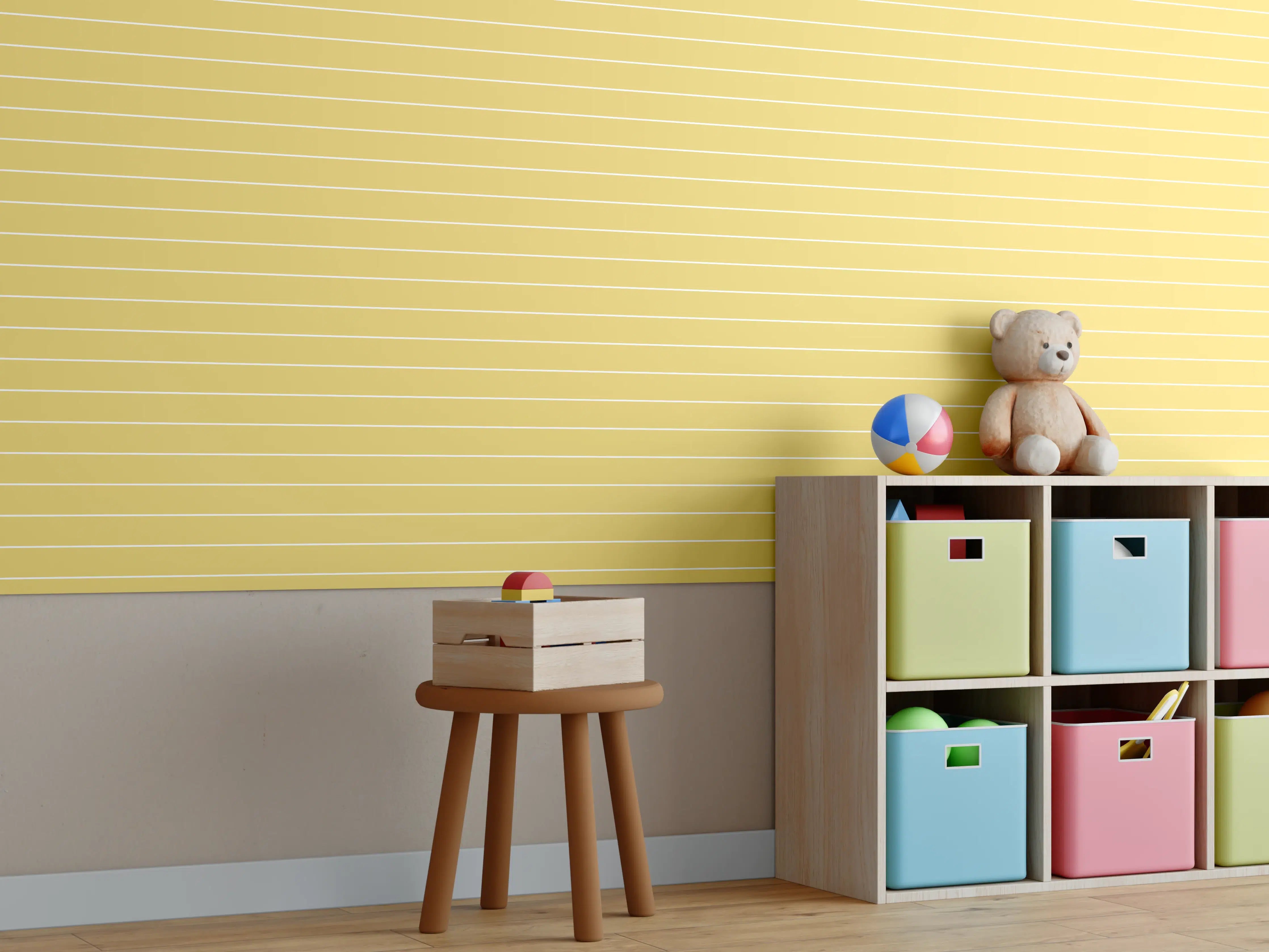 Kinderzimmer Wandgestaltung - Helle Streifen-Gestaltung