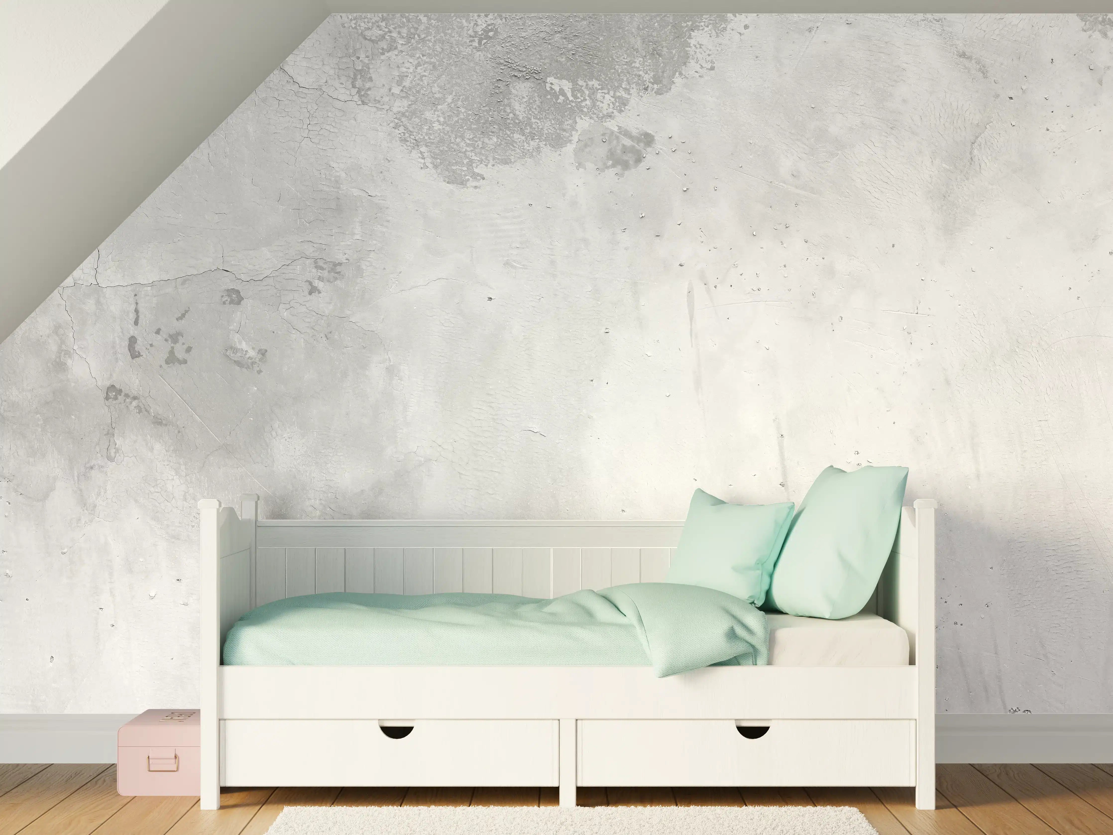 Kinderzimmer Wandgestaltung - Helle Wand mit grauem Schimmer