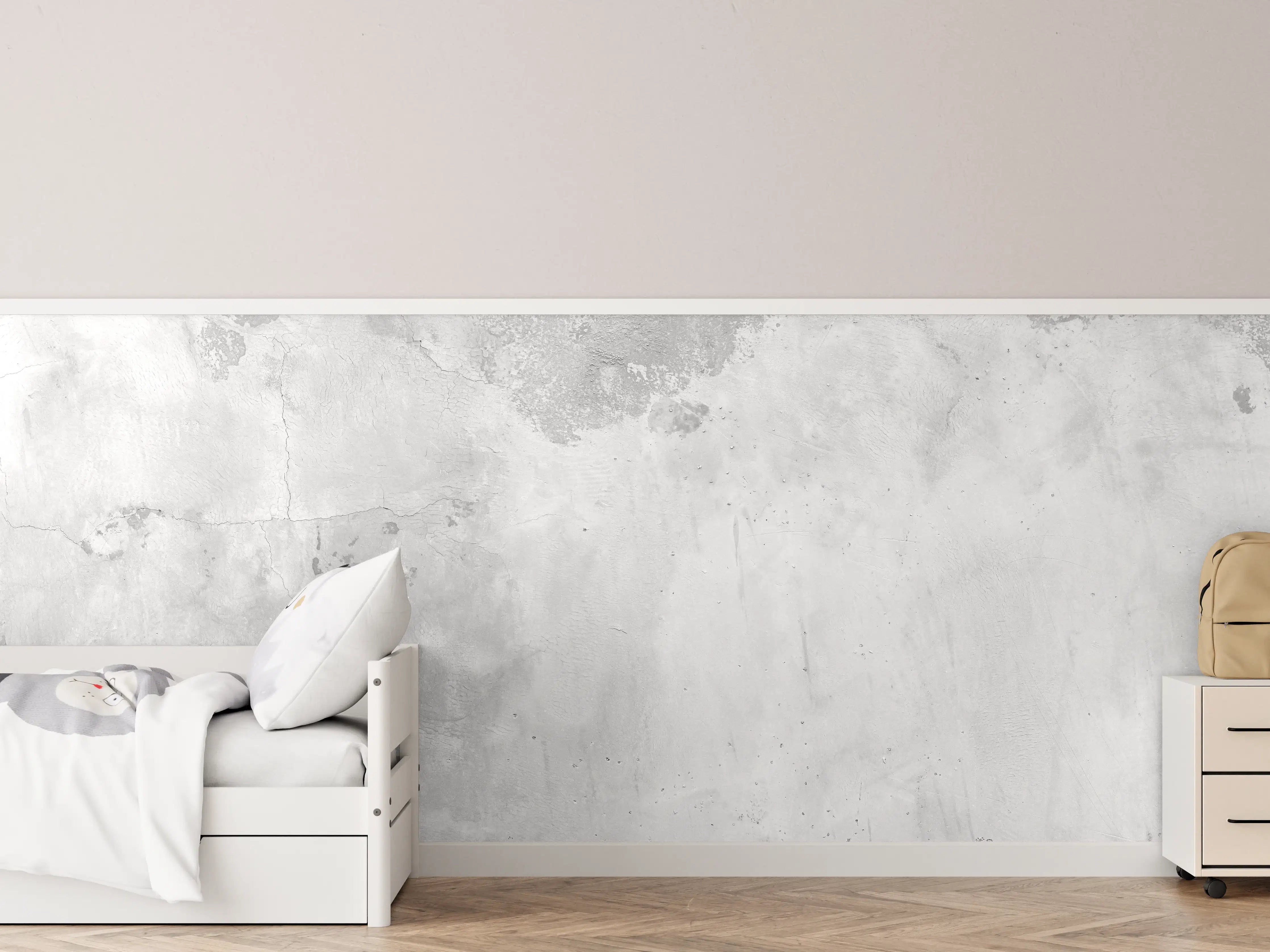 Kinderzimmer Wandgestaltung - Helle Wand mit grauem Schimmer