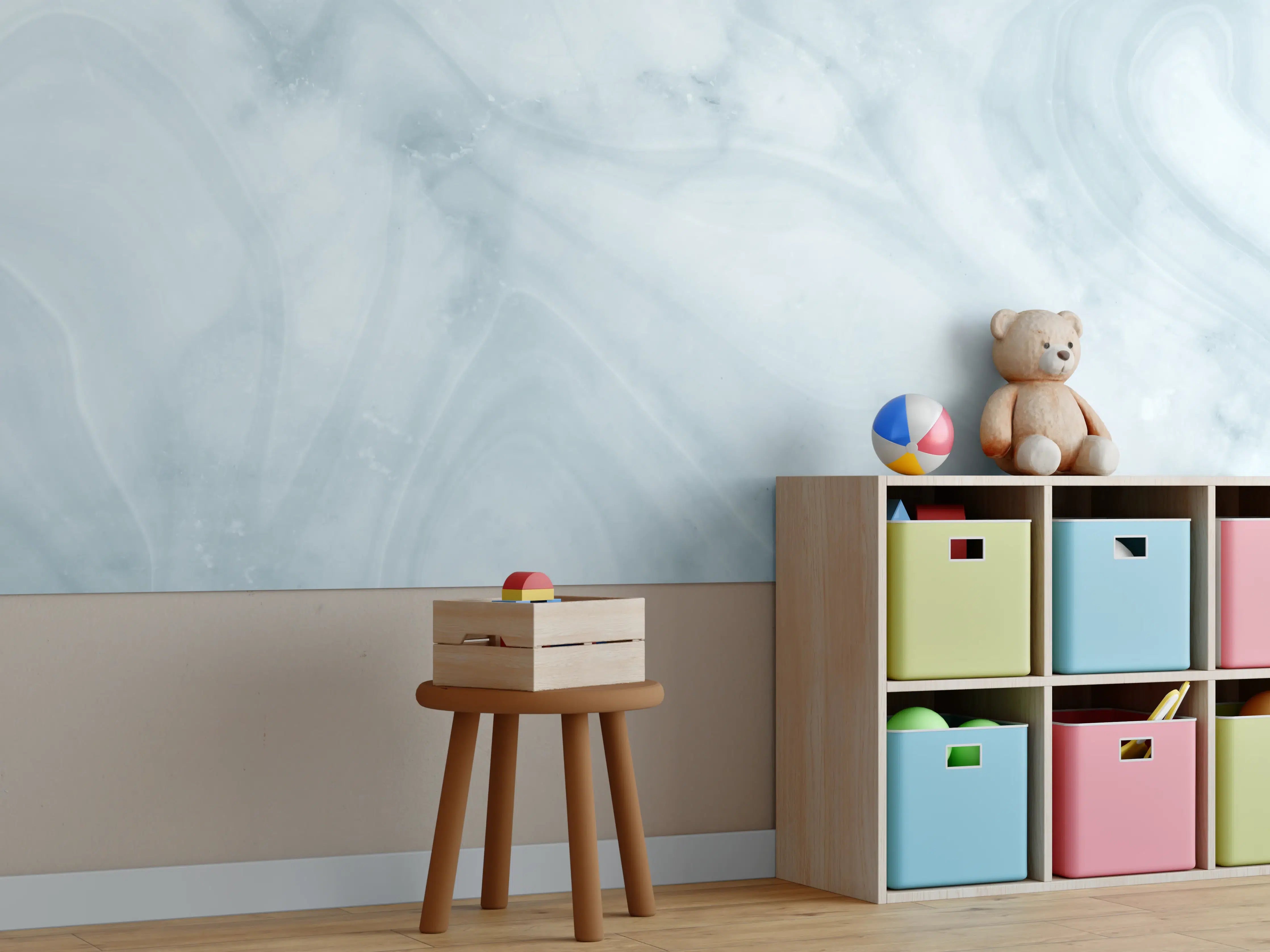 Kinderzimmer Wandgestaltung - Helle bläuliche Marmor Textur