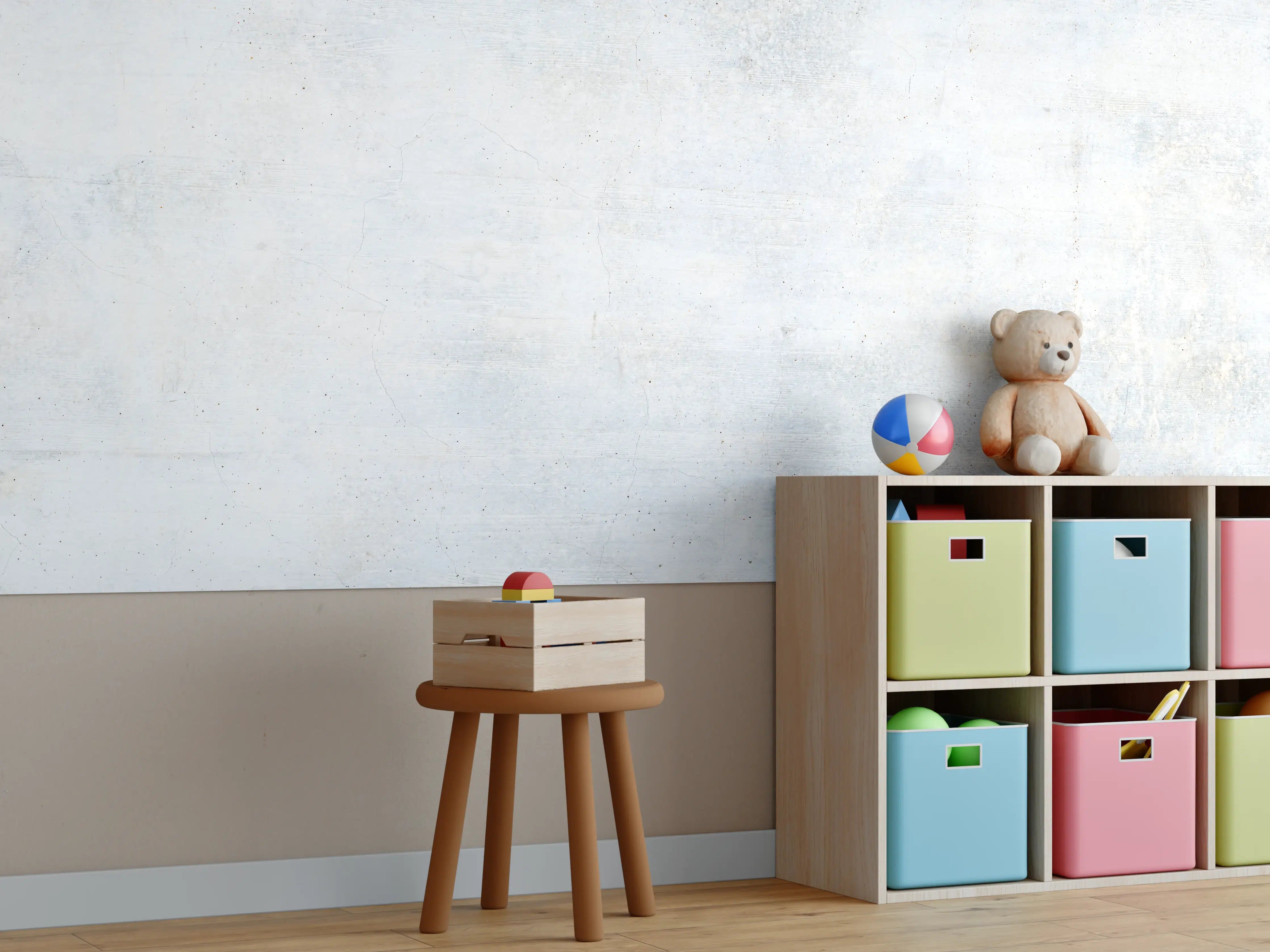 Kinderzimmer Wandgestaltung - Helle matte Wand mit subtiler Textur