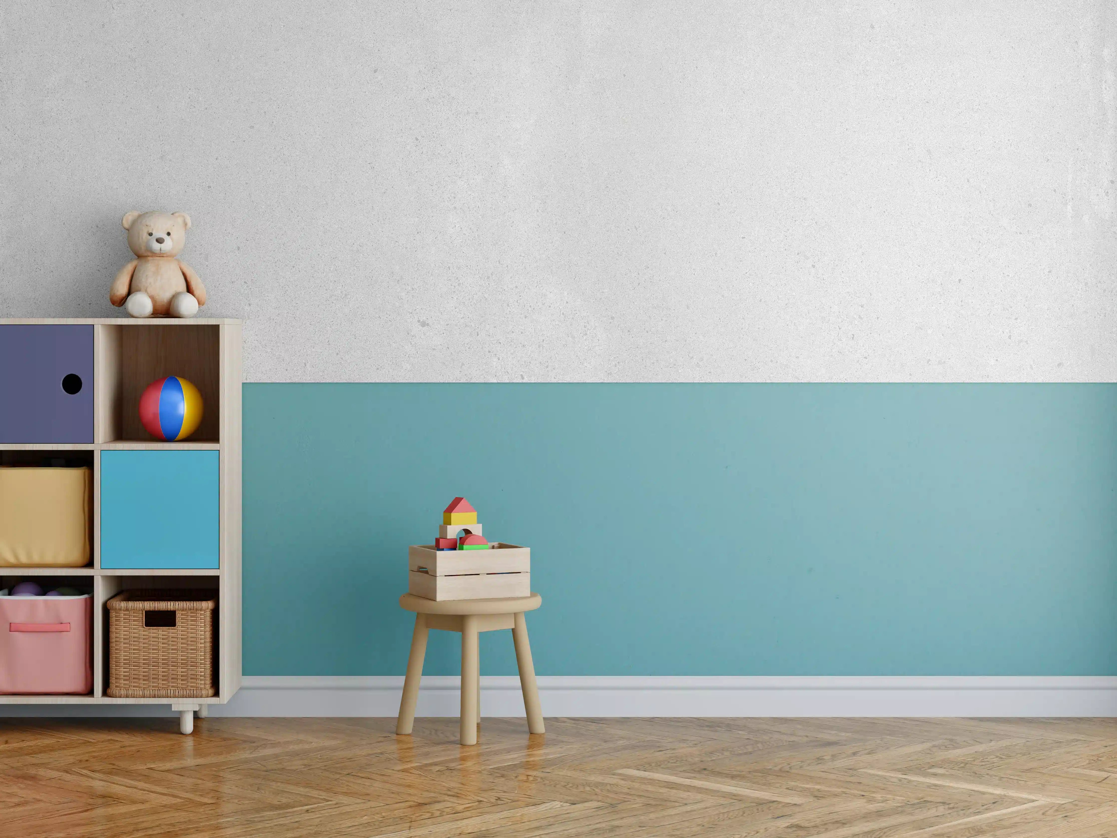 Kinderzimmer Wandgestaltung - Helle, minimalistische Betonwand mit subtiler Textur