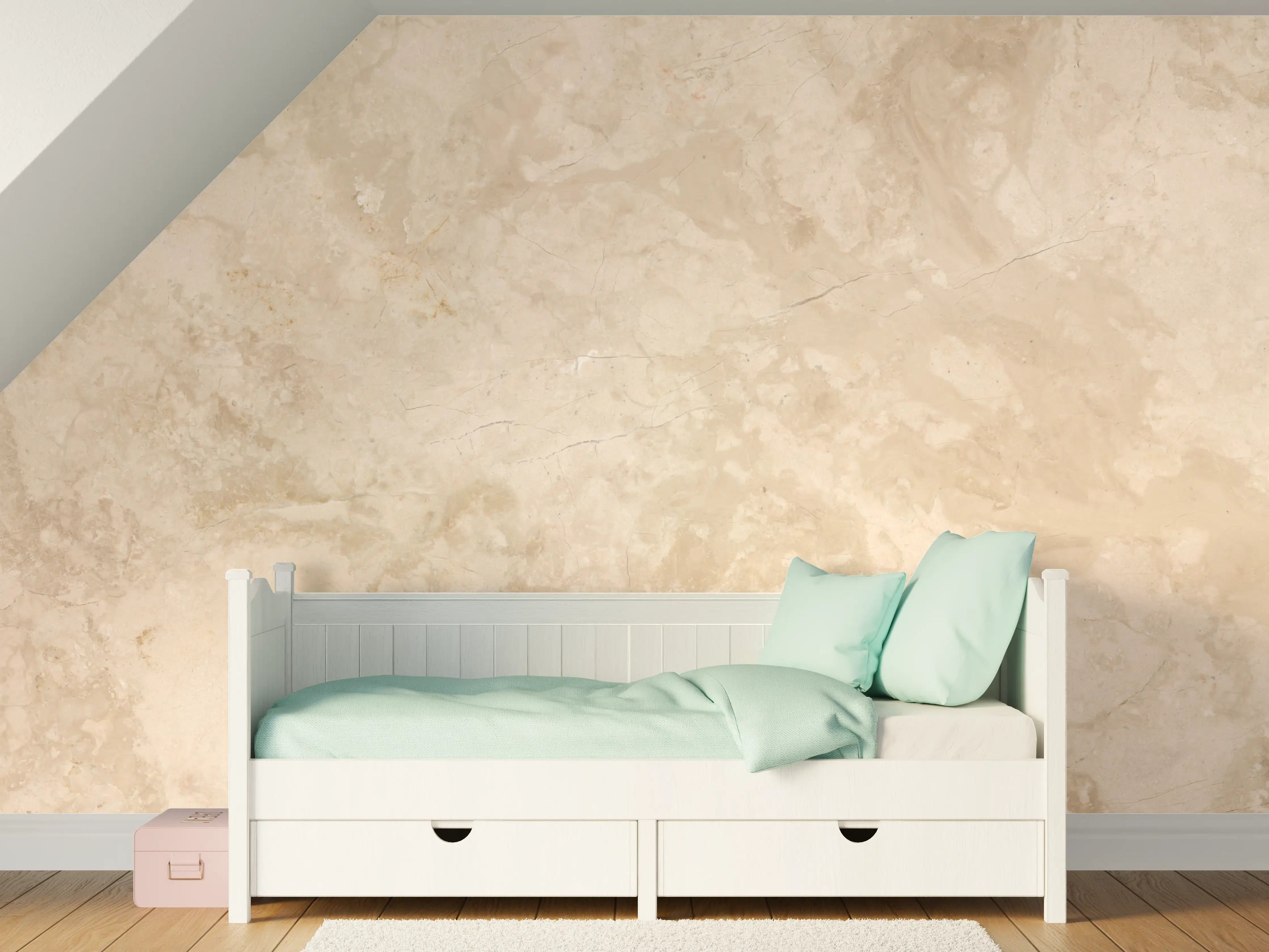 Kinderzimmer Wandgestaltung - Helle, strukturierte Wand mit Naturtönen