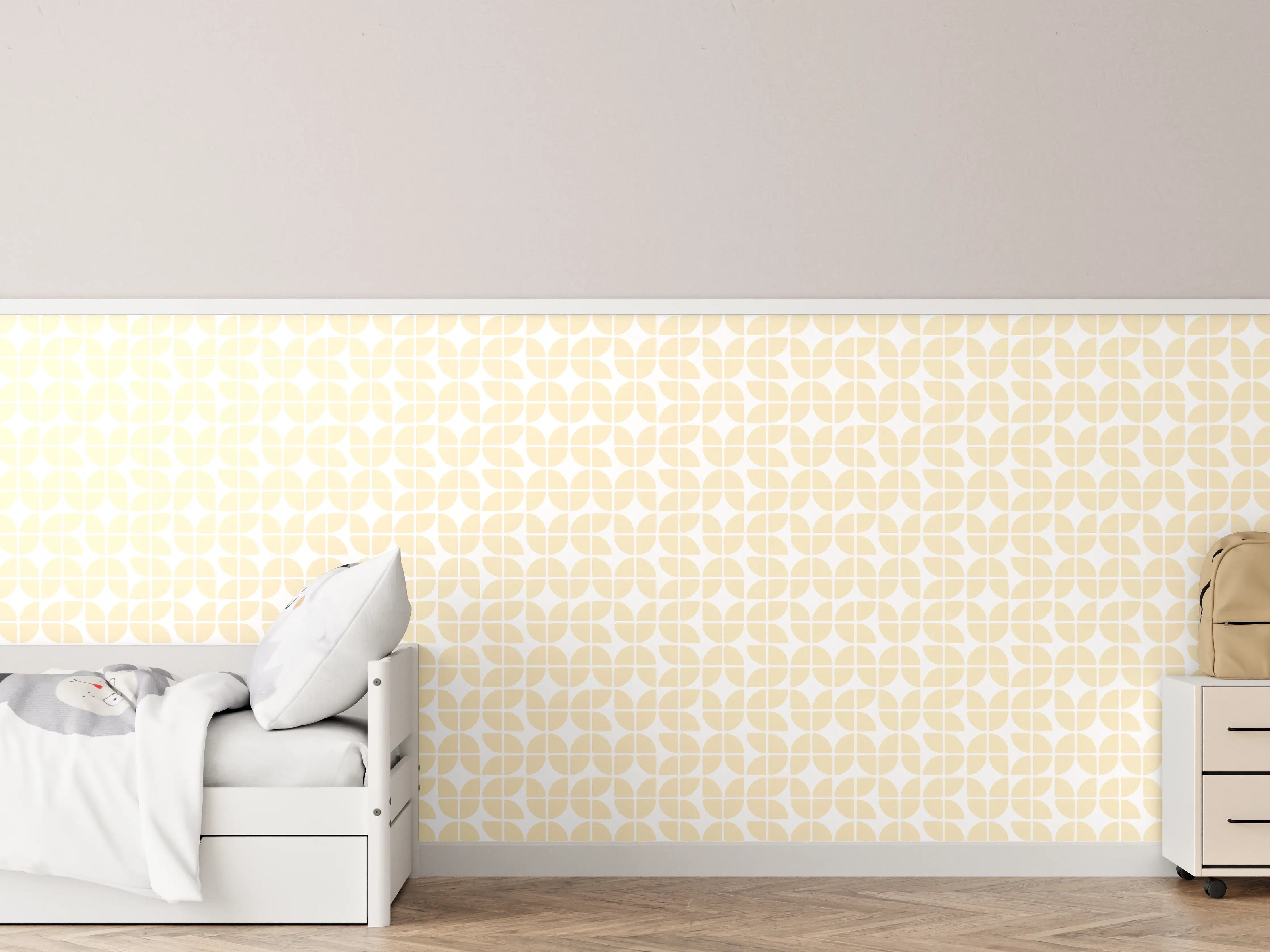 Kinderzimmer Wandgestaltung - Helle, weiße Wand mit zarten Graunuancen und eleganter Struktur