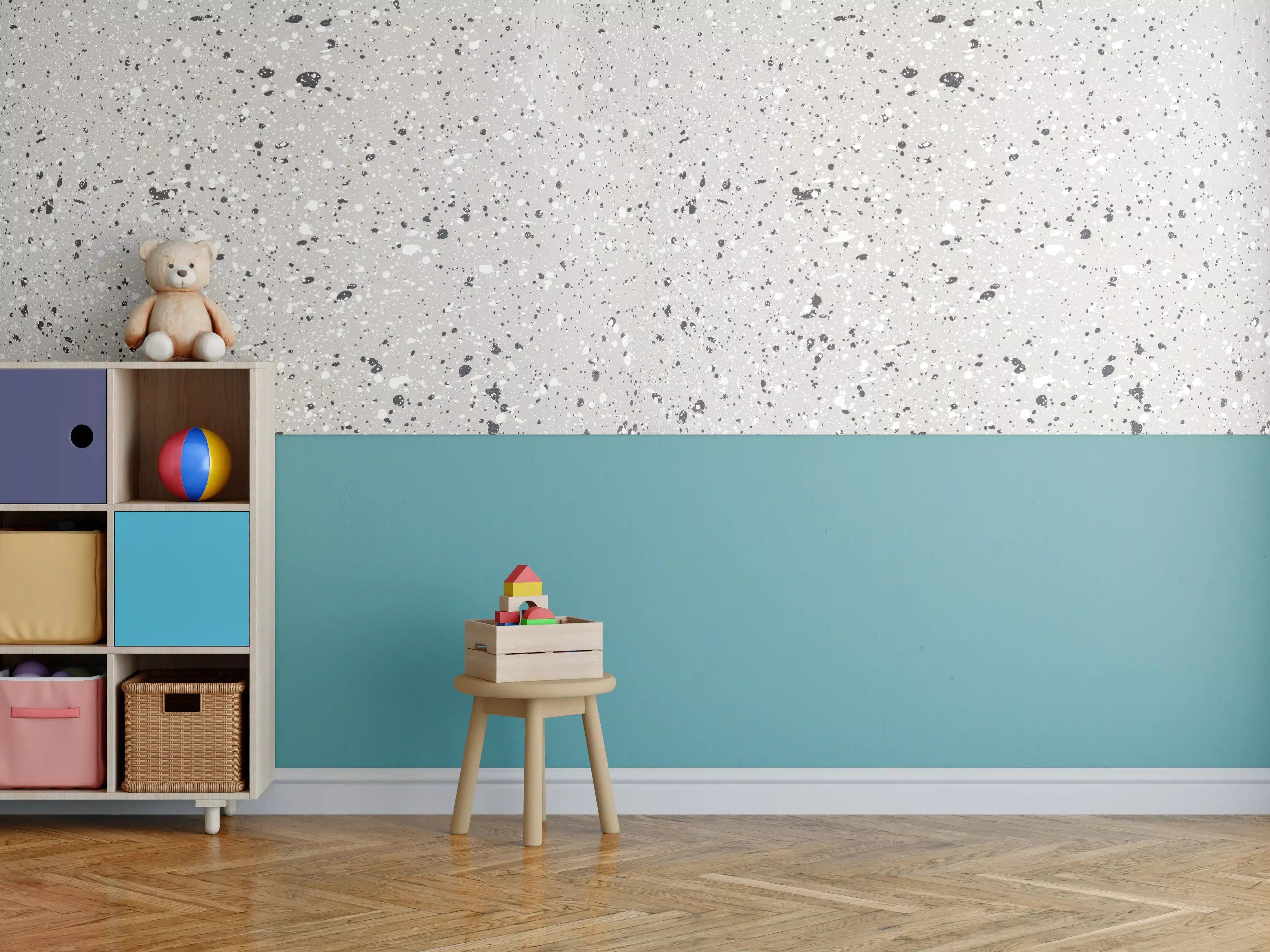 Kinderzimmer Wandgestaltung - Heller Grauton mit Struktur