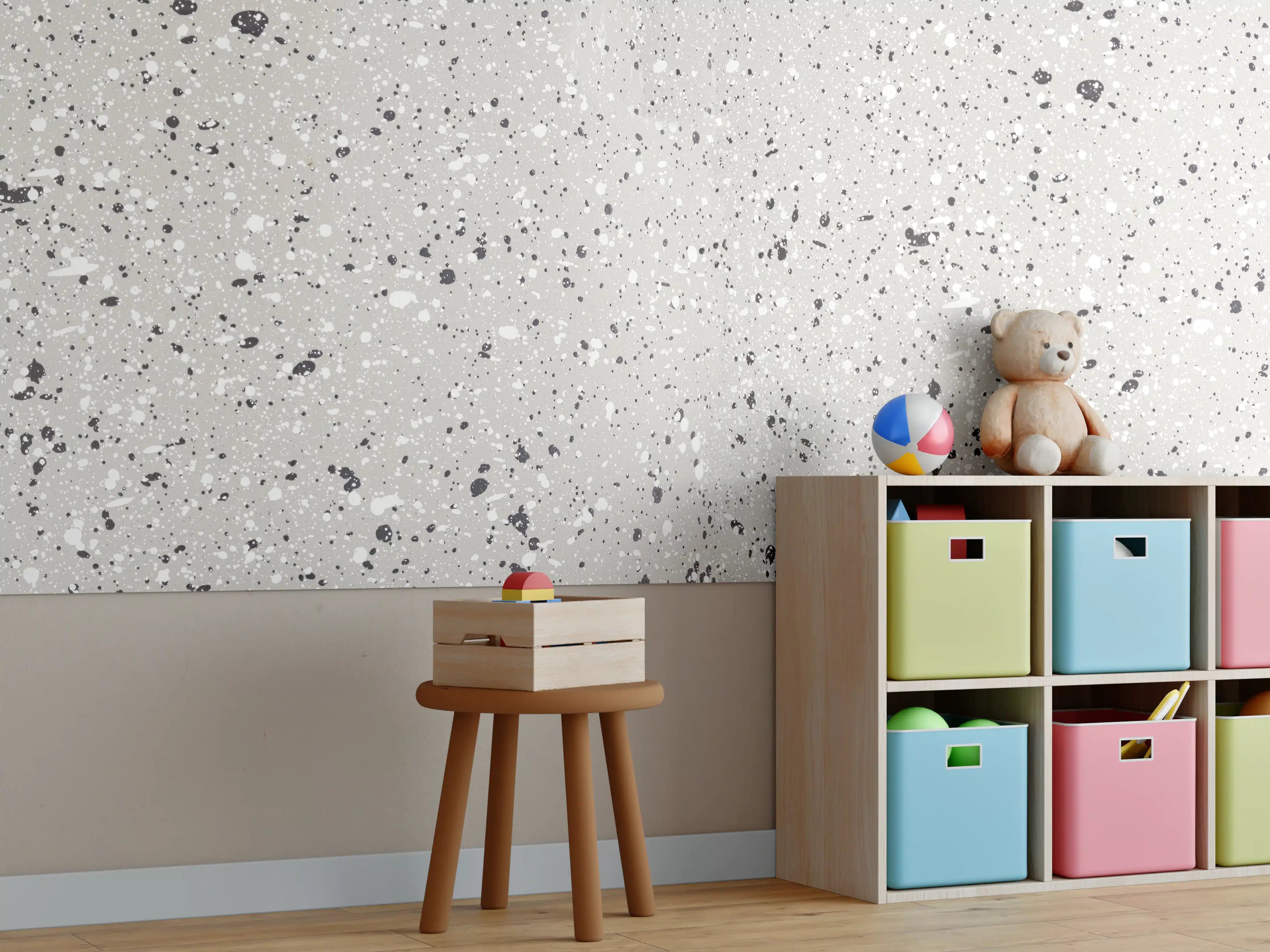 Kinderzimmer Wandgestaltung - Heller Grauton mit Struktur