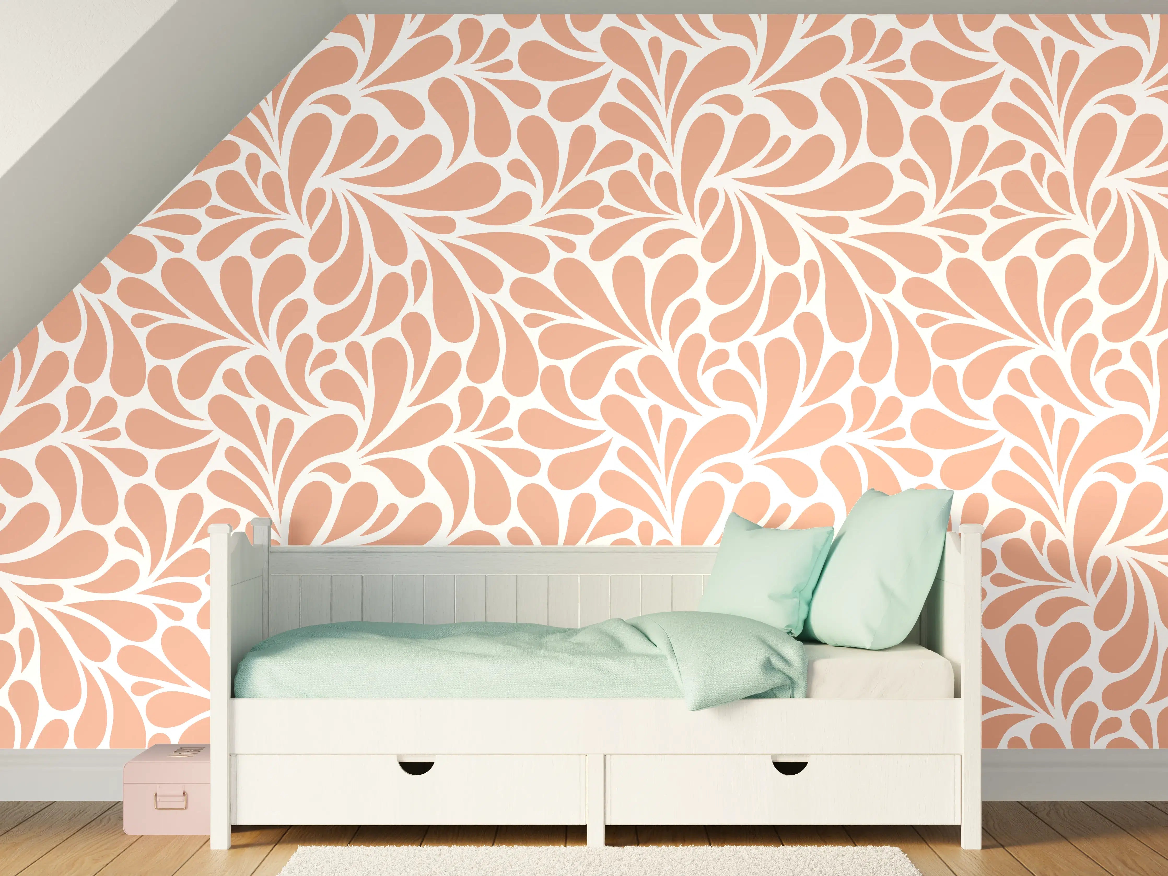 Kinderzimmer Wandgestaltung - Heller Grauweiß-Ton mit feinen Musterdetails