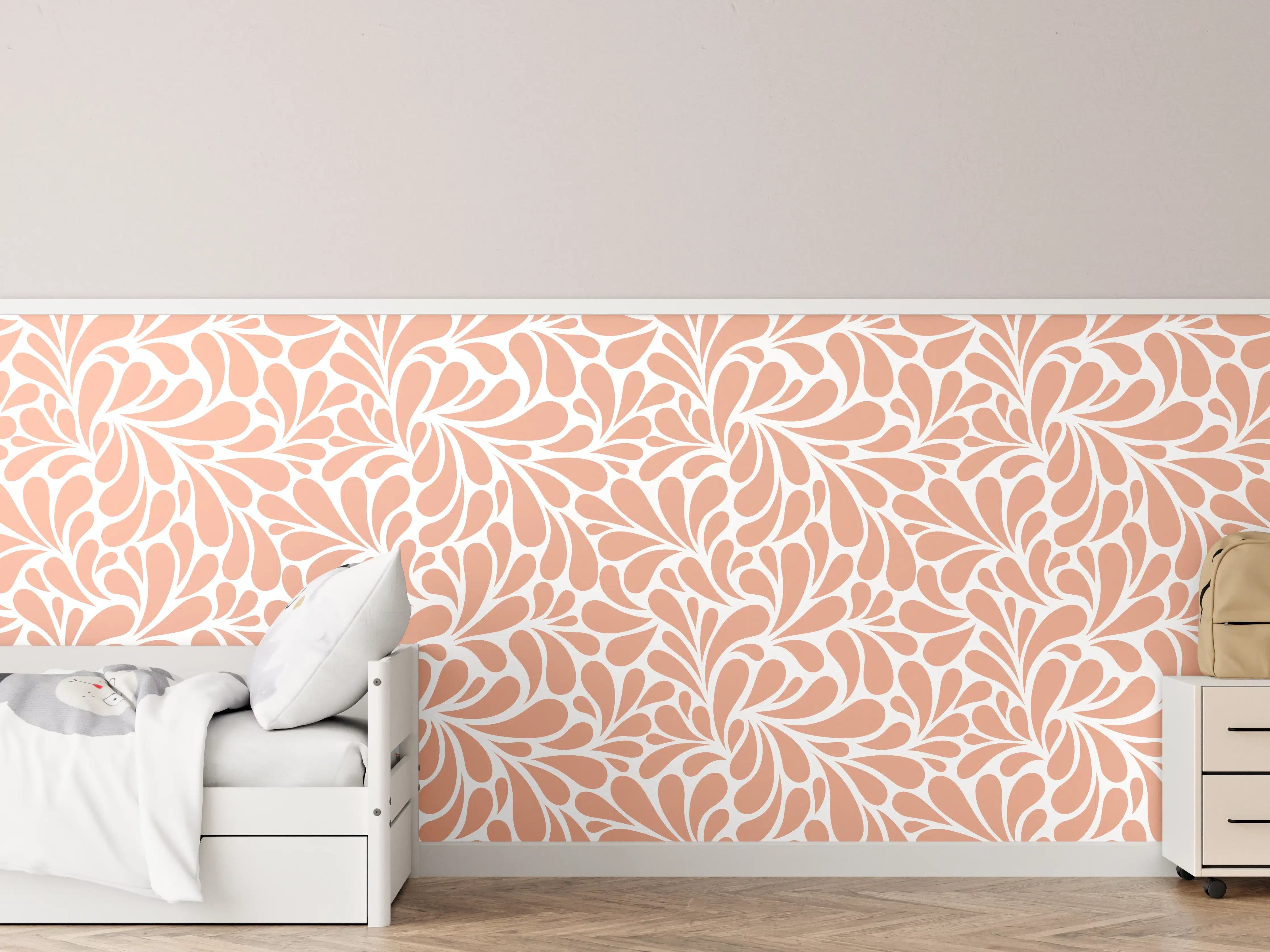 Kinderzimmer Wandgestaltung - Heller Grauweiß-Ton mit feinen Musterdetails