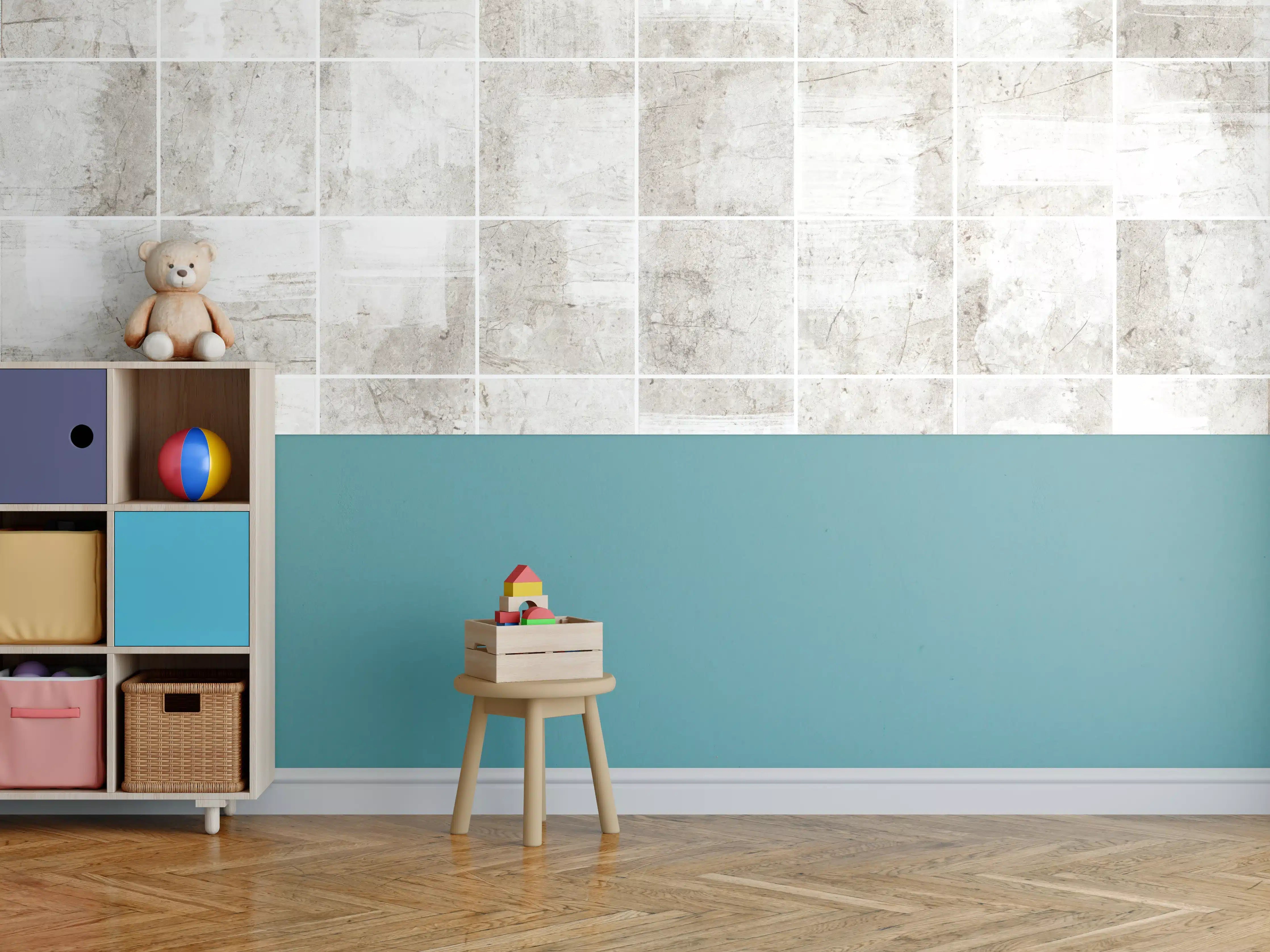 Kinderzimmer Wandgestaltung - Heller Grauwinkel mit Struktur