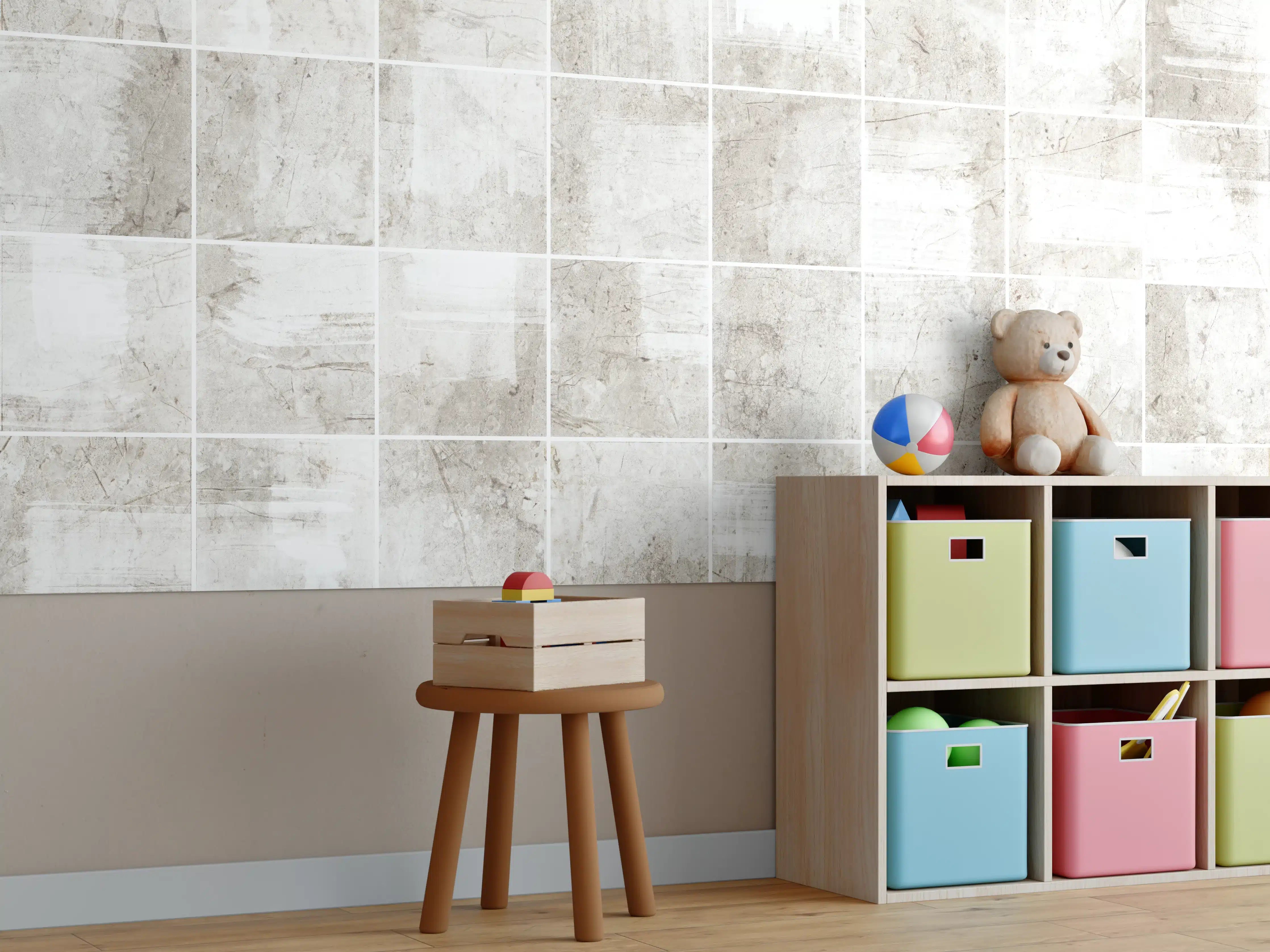 Kinderzimmer Wandgestaltung - Heller Grauwinkel mit Struktur