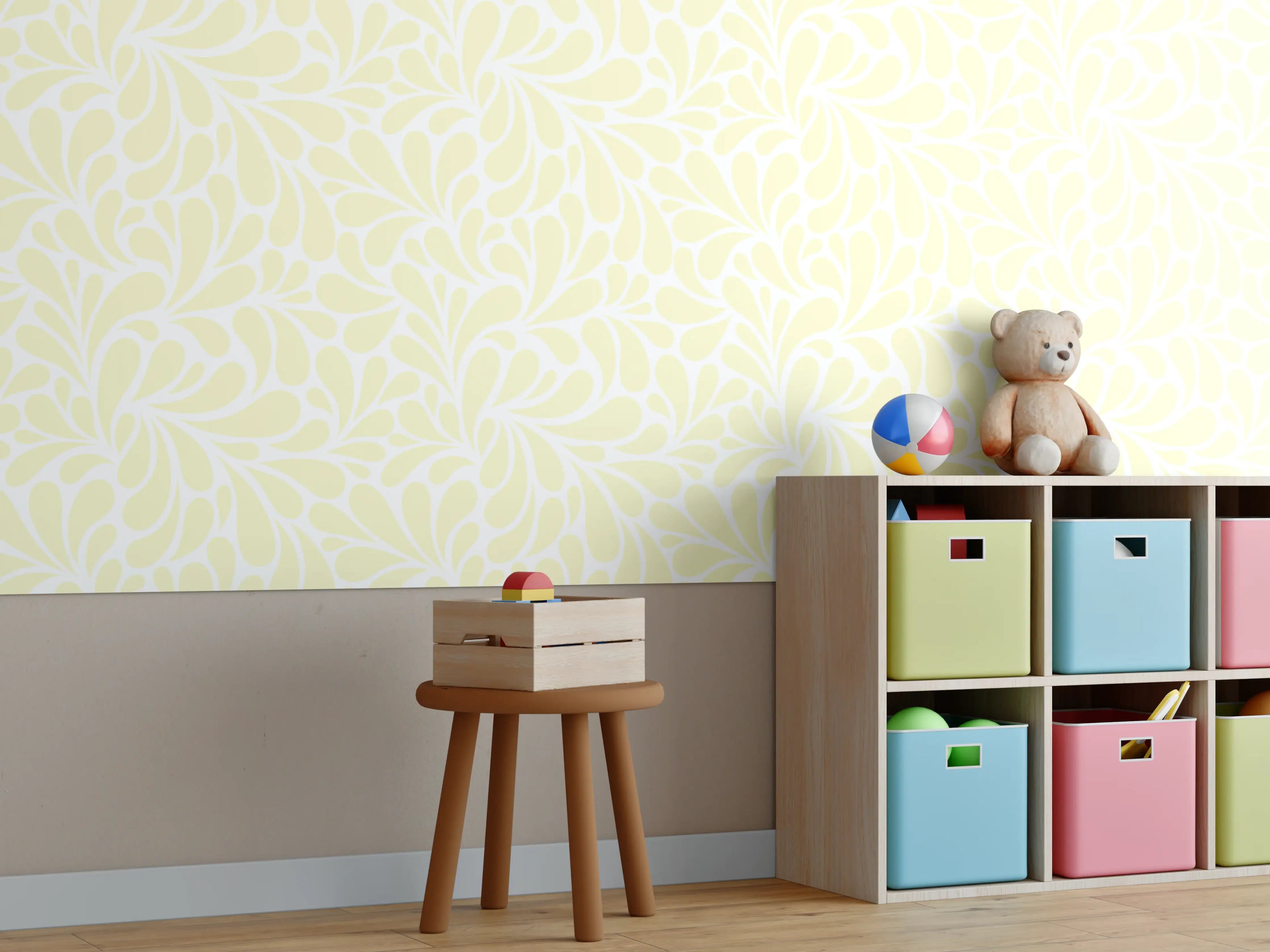 Kinderzimmer Wandgestaltung - Heller Limone-Crema-Wand