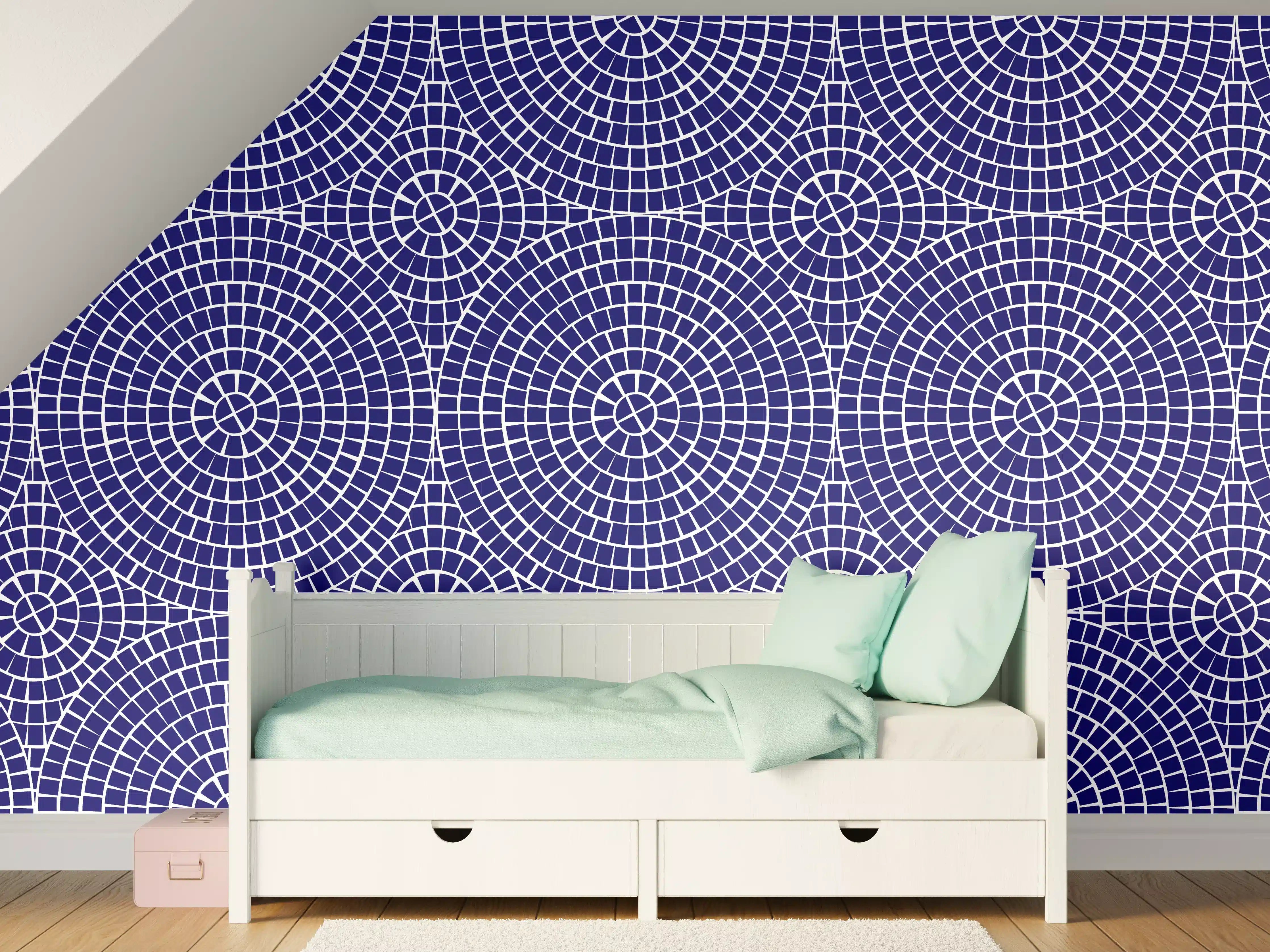 Kinderzimmer Wandgestaltung - Heller Mosaik mit blauen und grauen Nuancen