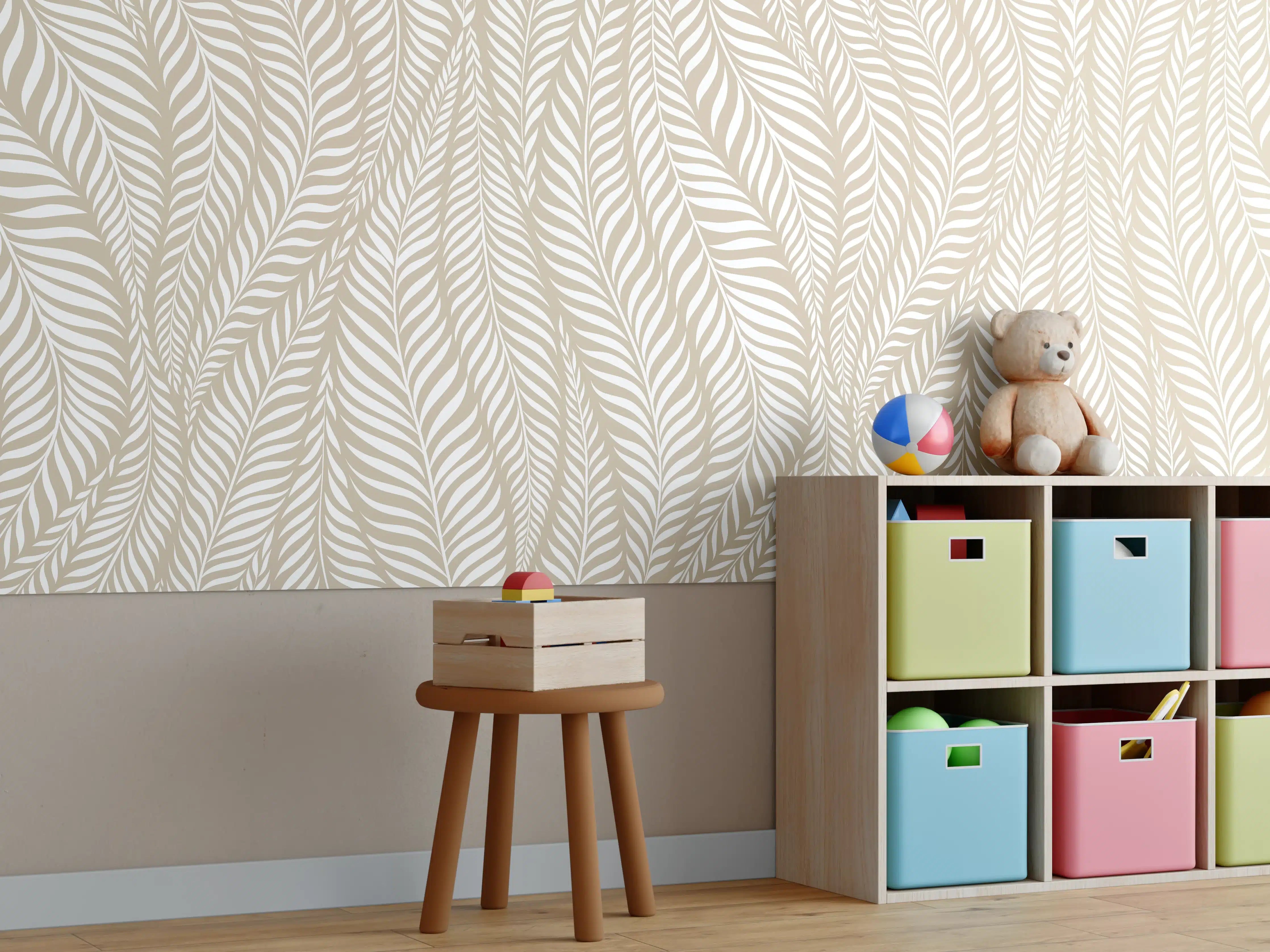 Kinderzimmer Wandgestaltung - Heller Naturstein mit eleganten Grau-Akzenten