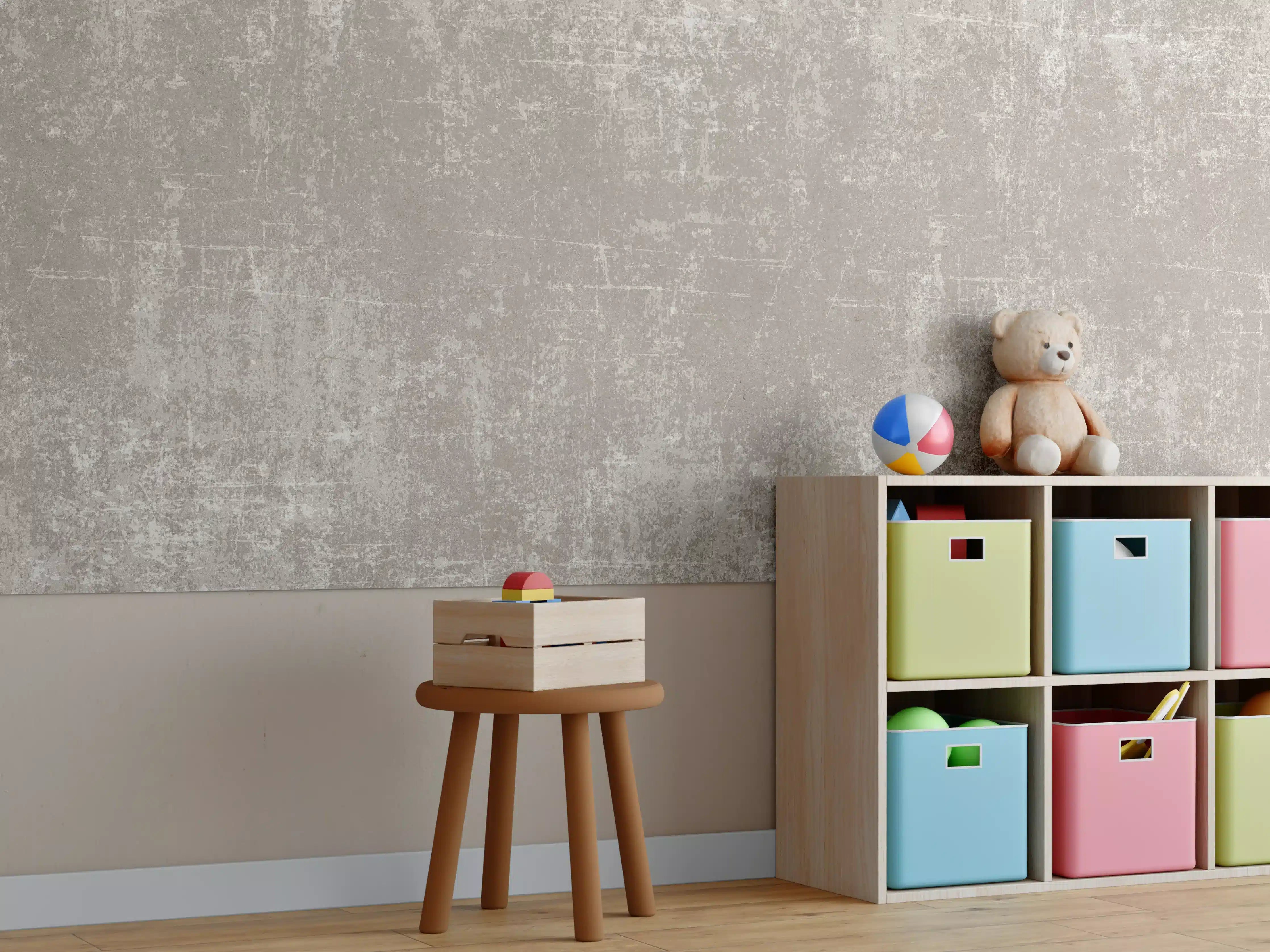 Kinderzimmer Wandgestaltung - Heller Zementhintergrund