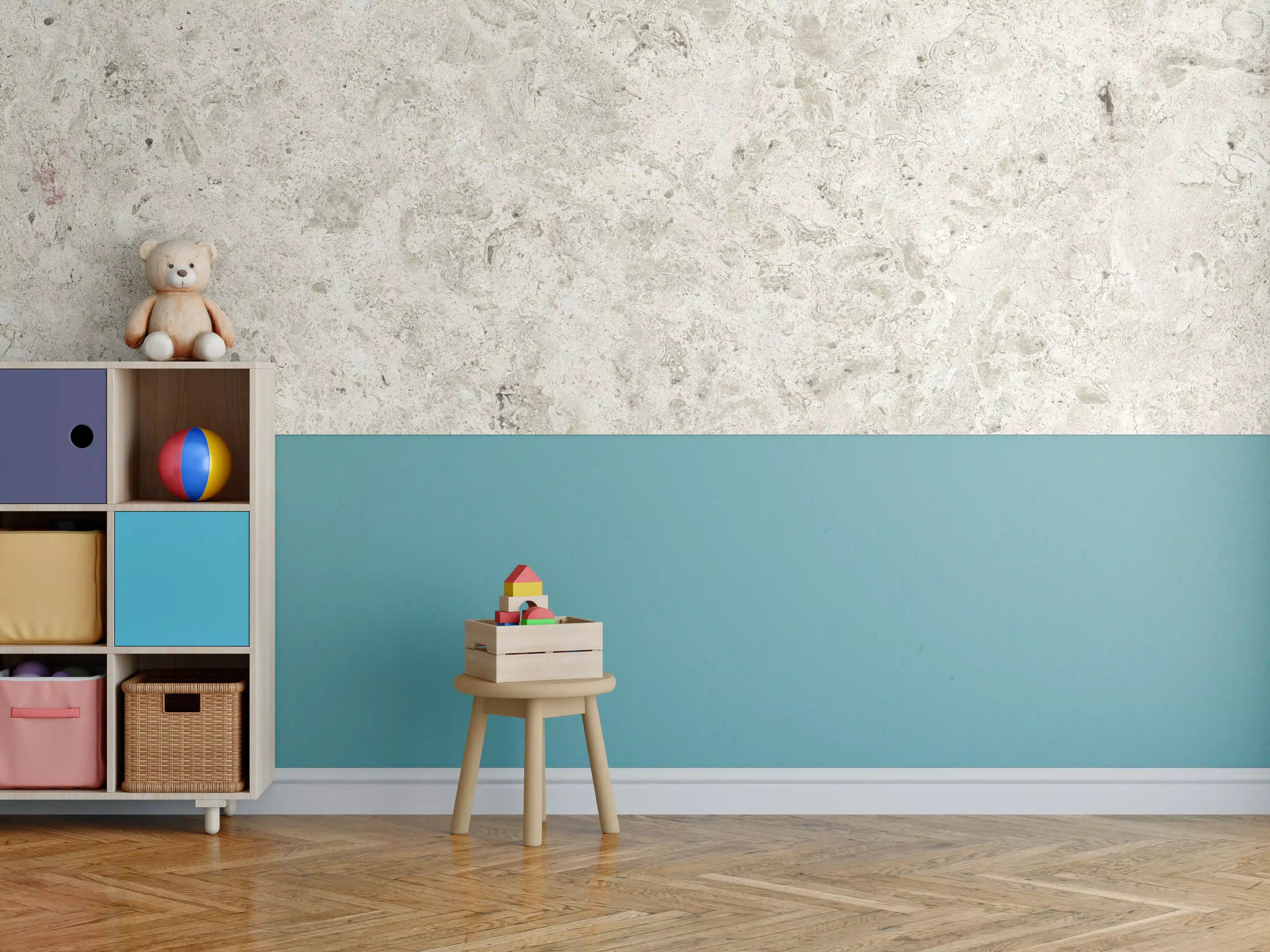 Kinderzimmer Wandgestaltung - Heller rauer Marmor