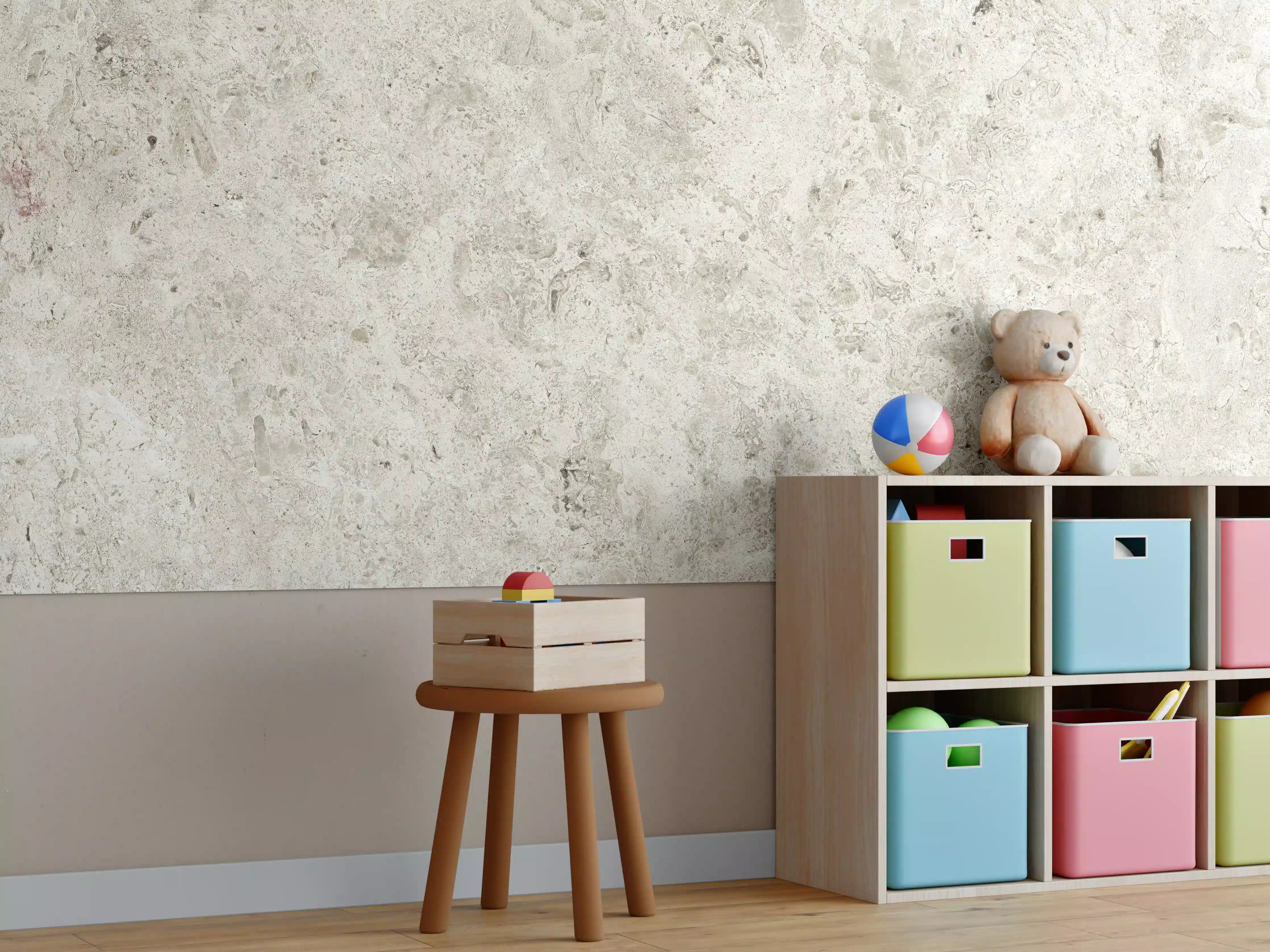 Kinderzimmer Wandgestaltung - Heller rauer Marmor