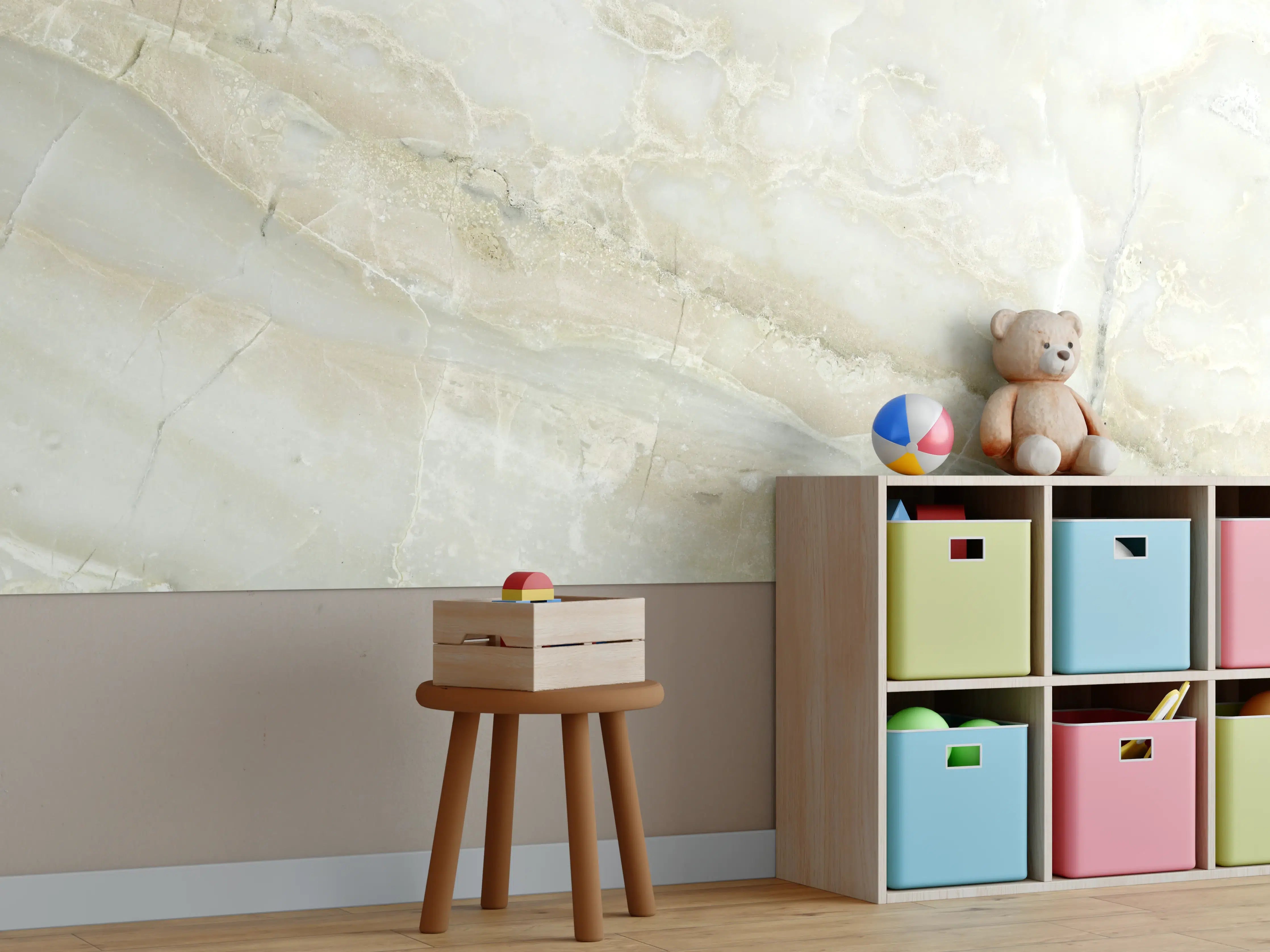 Kinderzimmer Wandgestaltung - Helles Beige-Kalkstein-Design