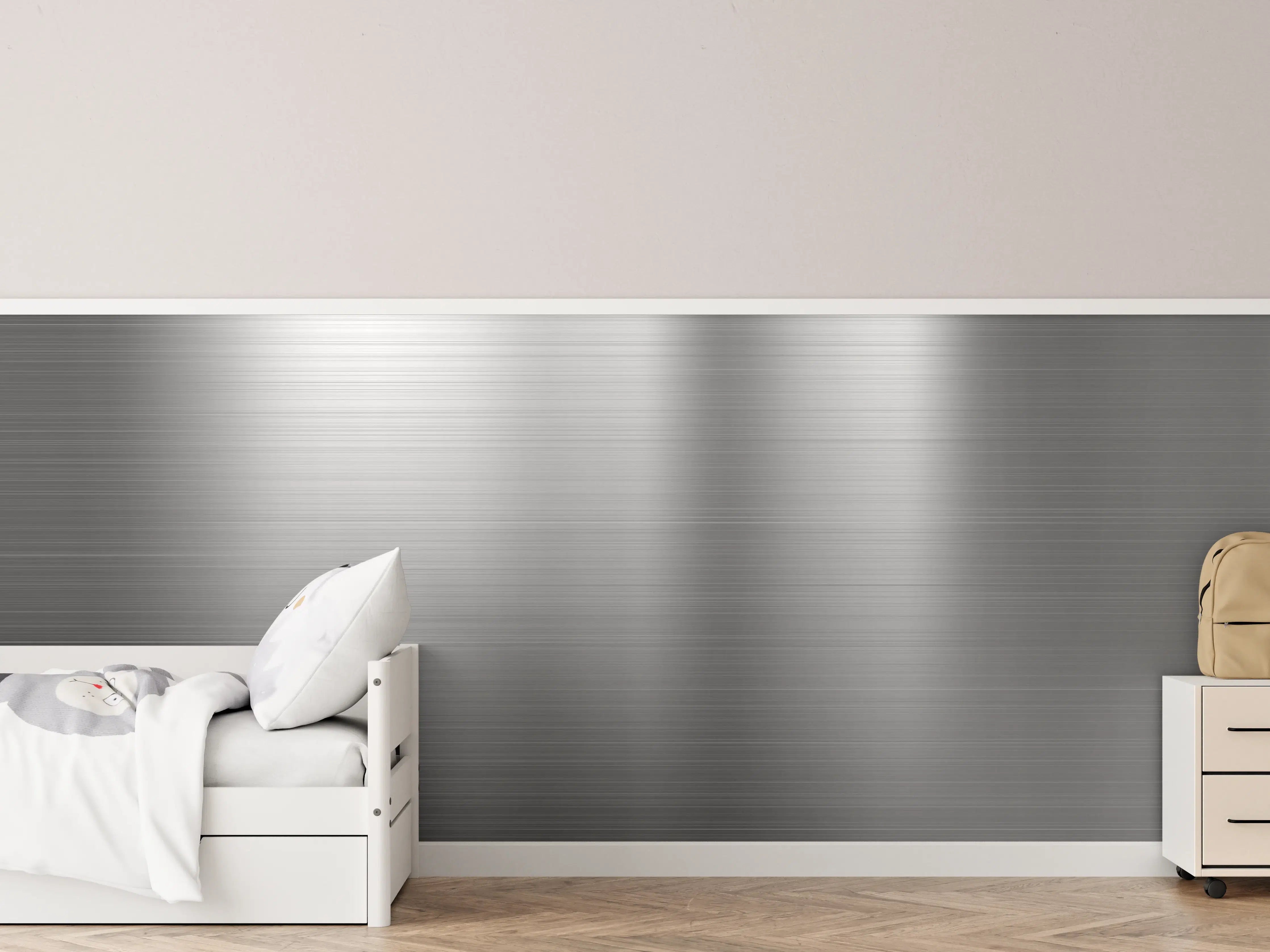 Kinderzimmer Wandgestaltung - Helles Grau in Weißstrukturen