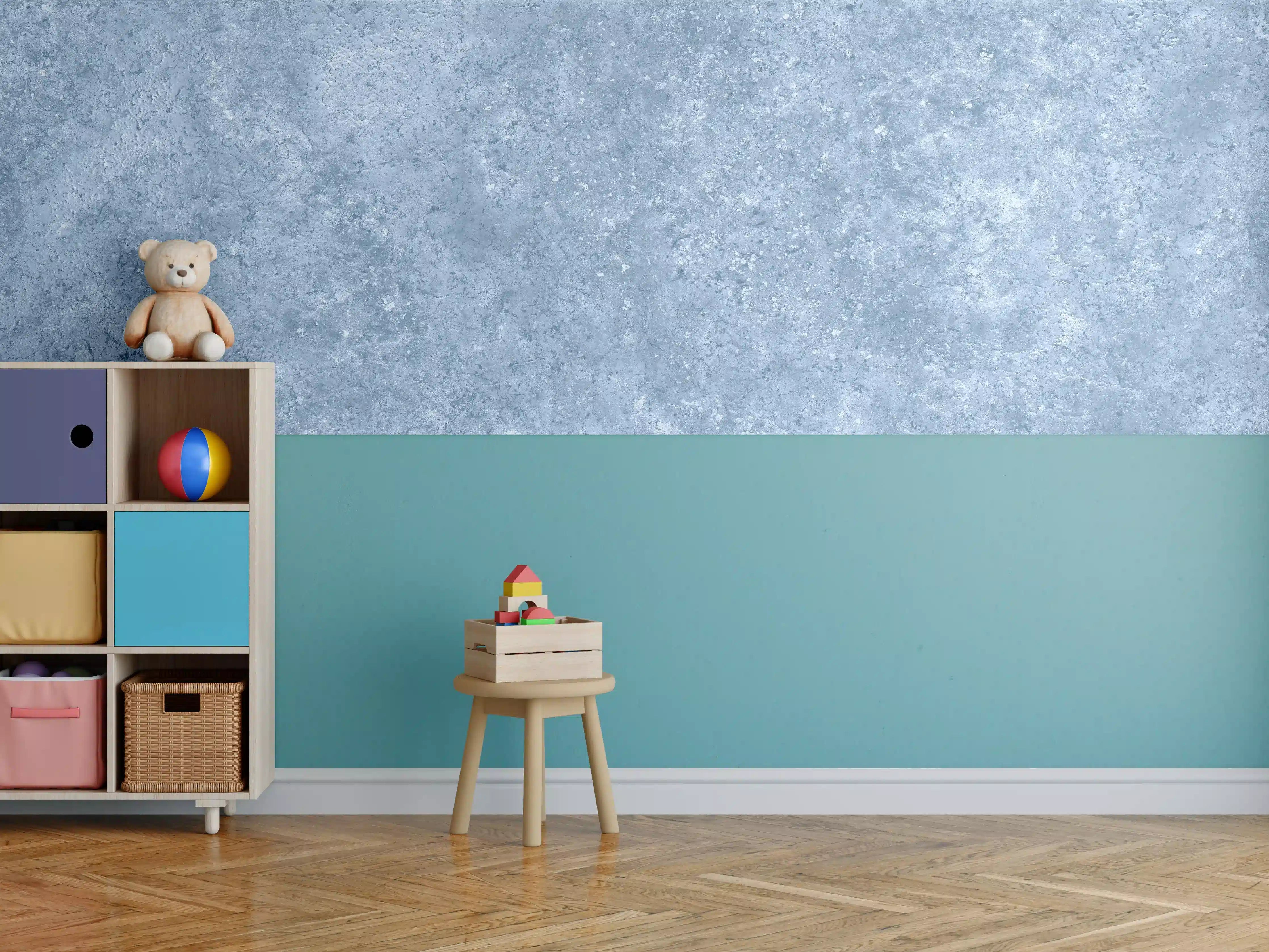 Kinderzimmer Wandgestaltung - Helles Grau mit Struktureffekt